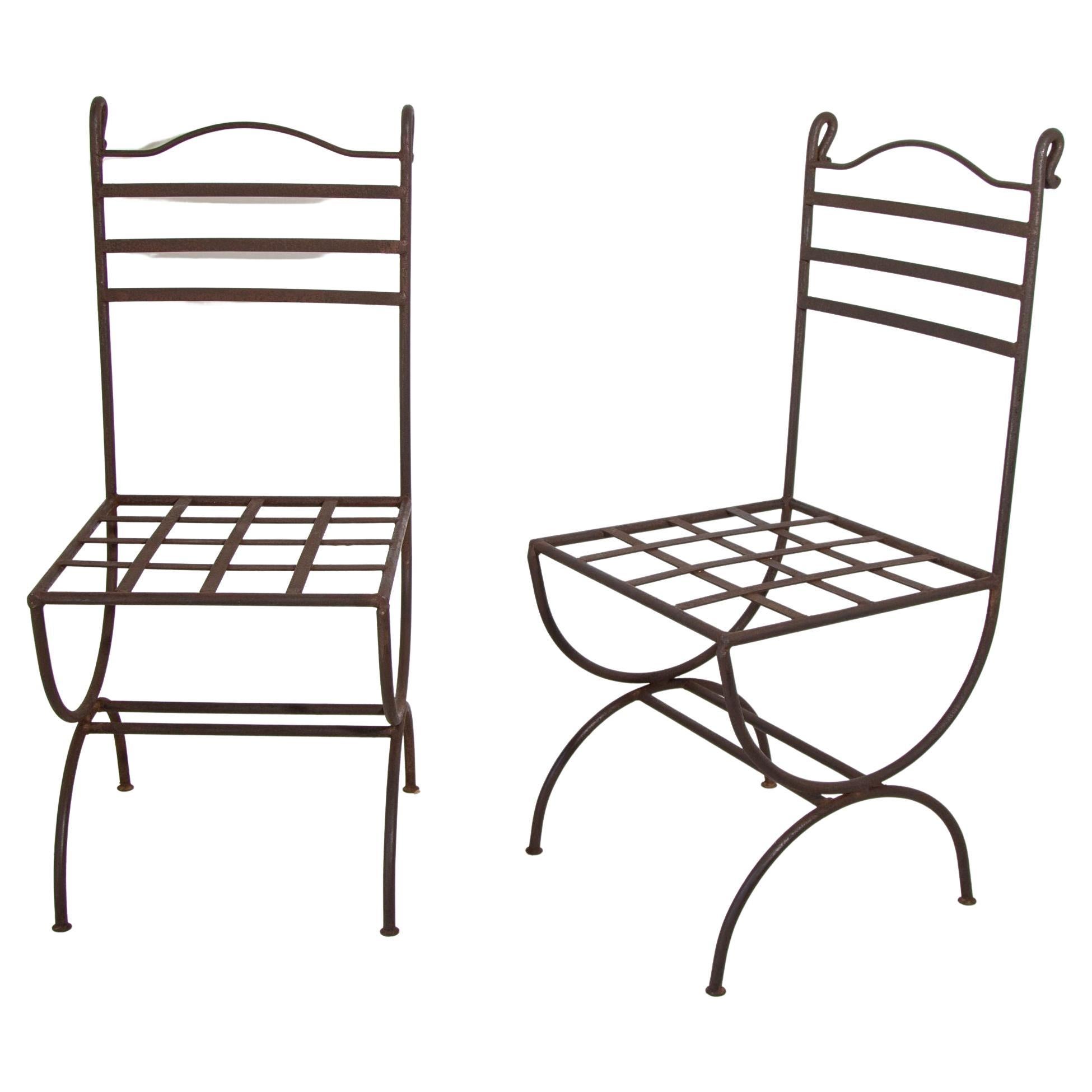 Outdoor Hand Forged Wrought-Iron Chairs French Provincial Style For Sale