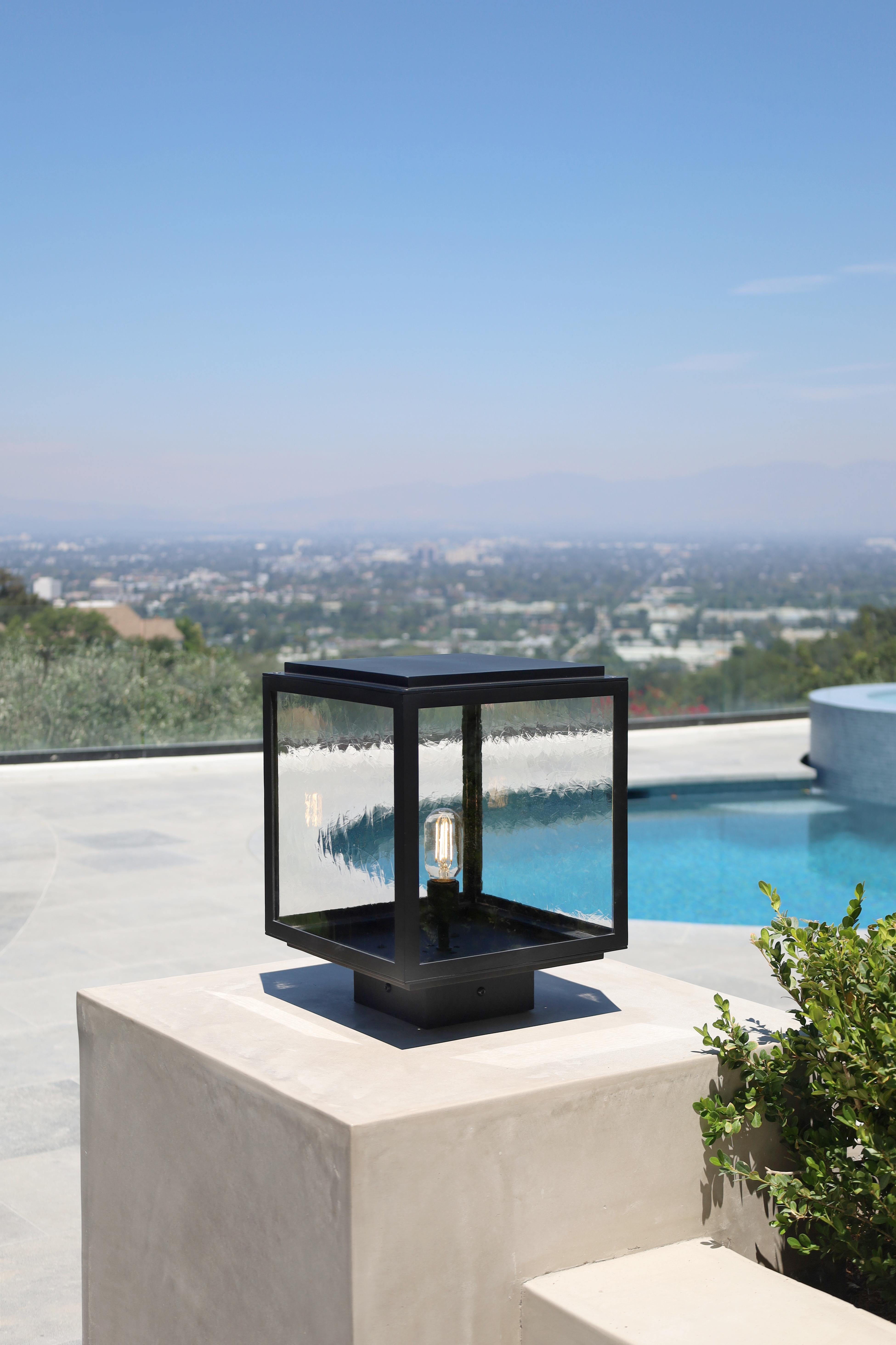 Lámpara de hierro forjado para exteriores, de estilo costero-moderno, hecha a mano, para poste o muelle Forjado en venta