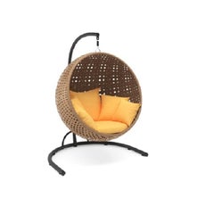 Hand-Woven Outdoor Hanging Basket Chair with Modern Asian Design