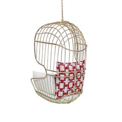 Gold-Finished Stainless Steel Outdoor Hanging Chair with Dedar Fabric