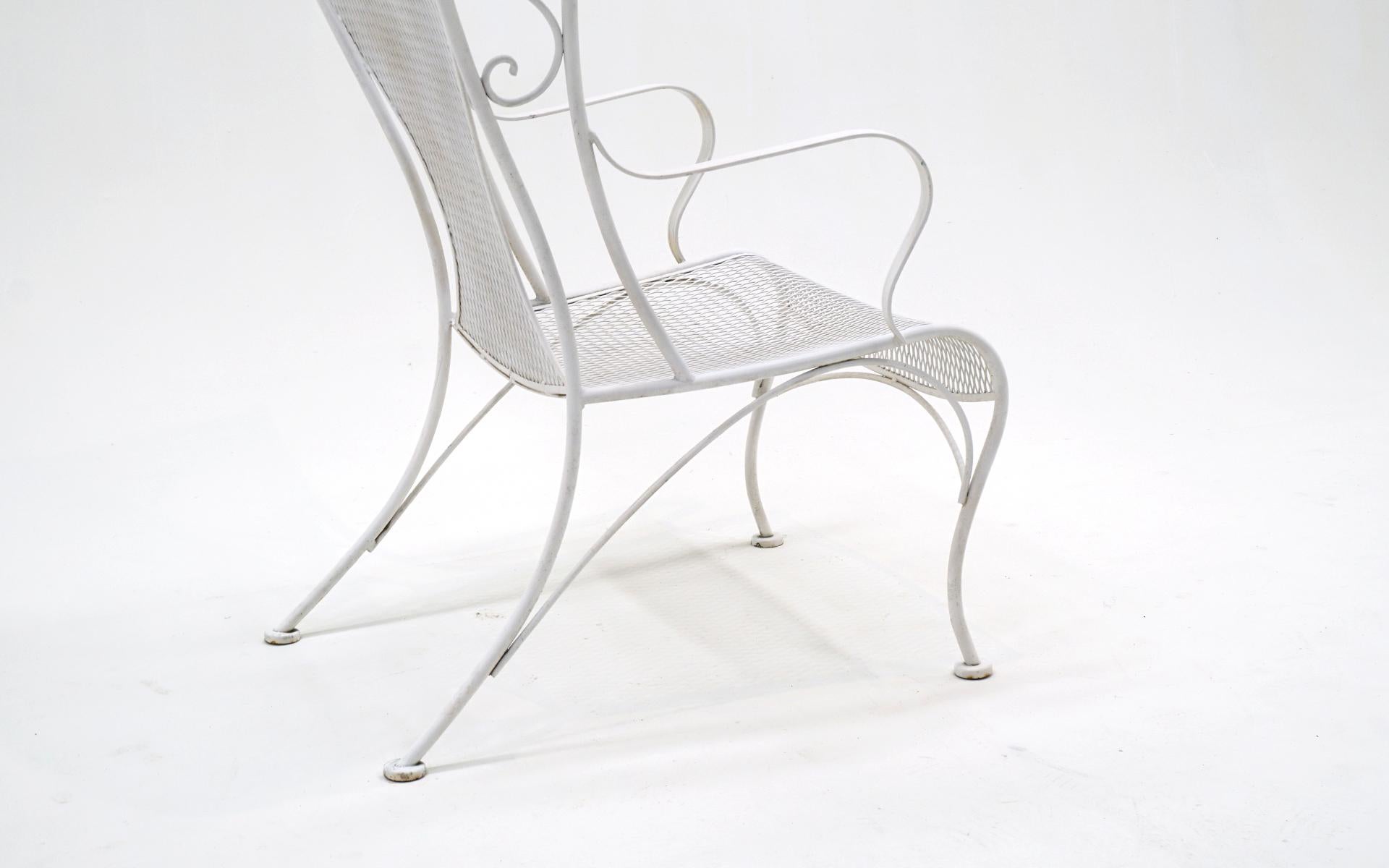 Outdoor High Back Canopy Chair by Russell Woodard in White, Wrought Iron, Steel For Sale 6