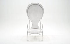 Outdoor High Back Canopy Chair by Russell Woodard in White, Wrought Iron, Steel
