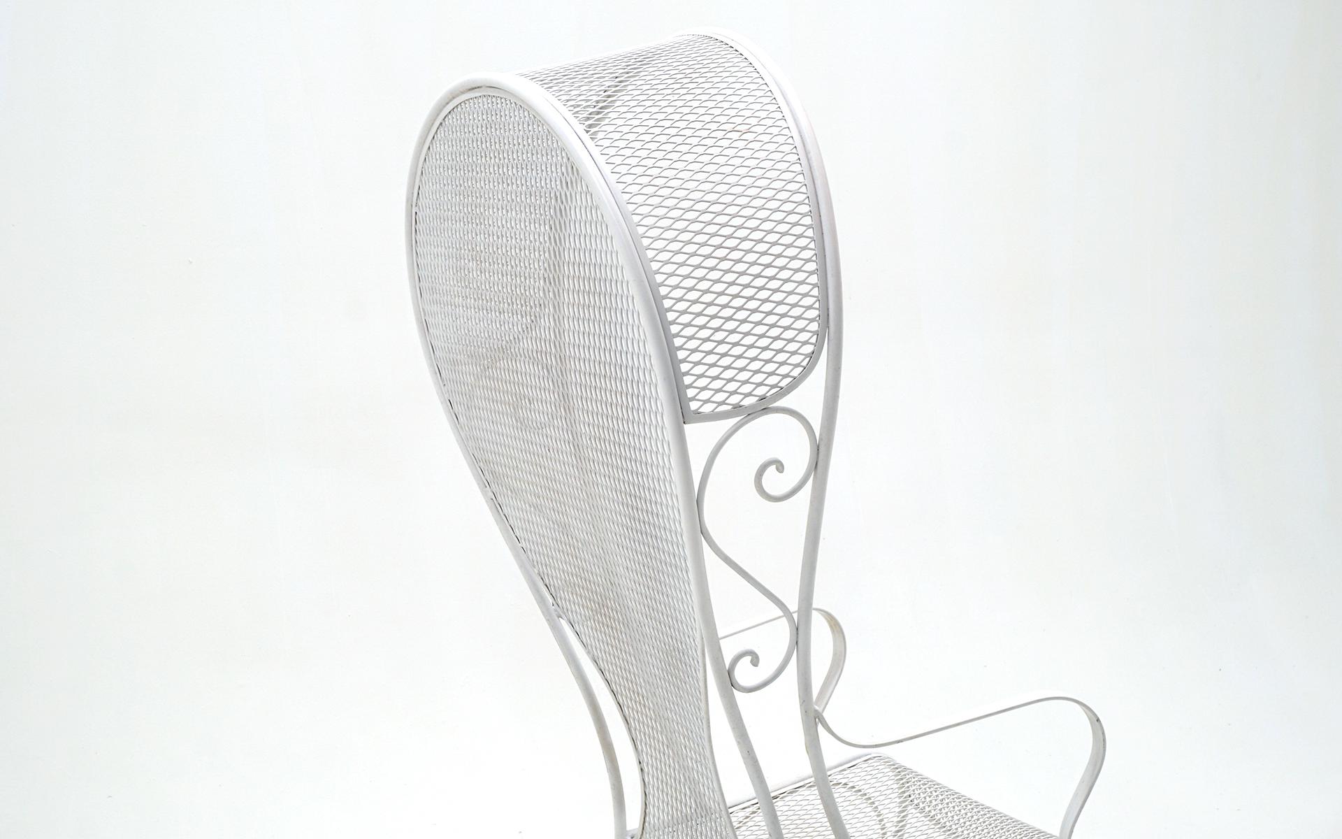 Outdoor High Back Canopy Chair by Russell Woodard in White, Wrought Iron, Steel For Sale 4