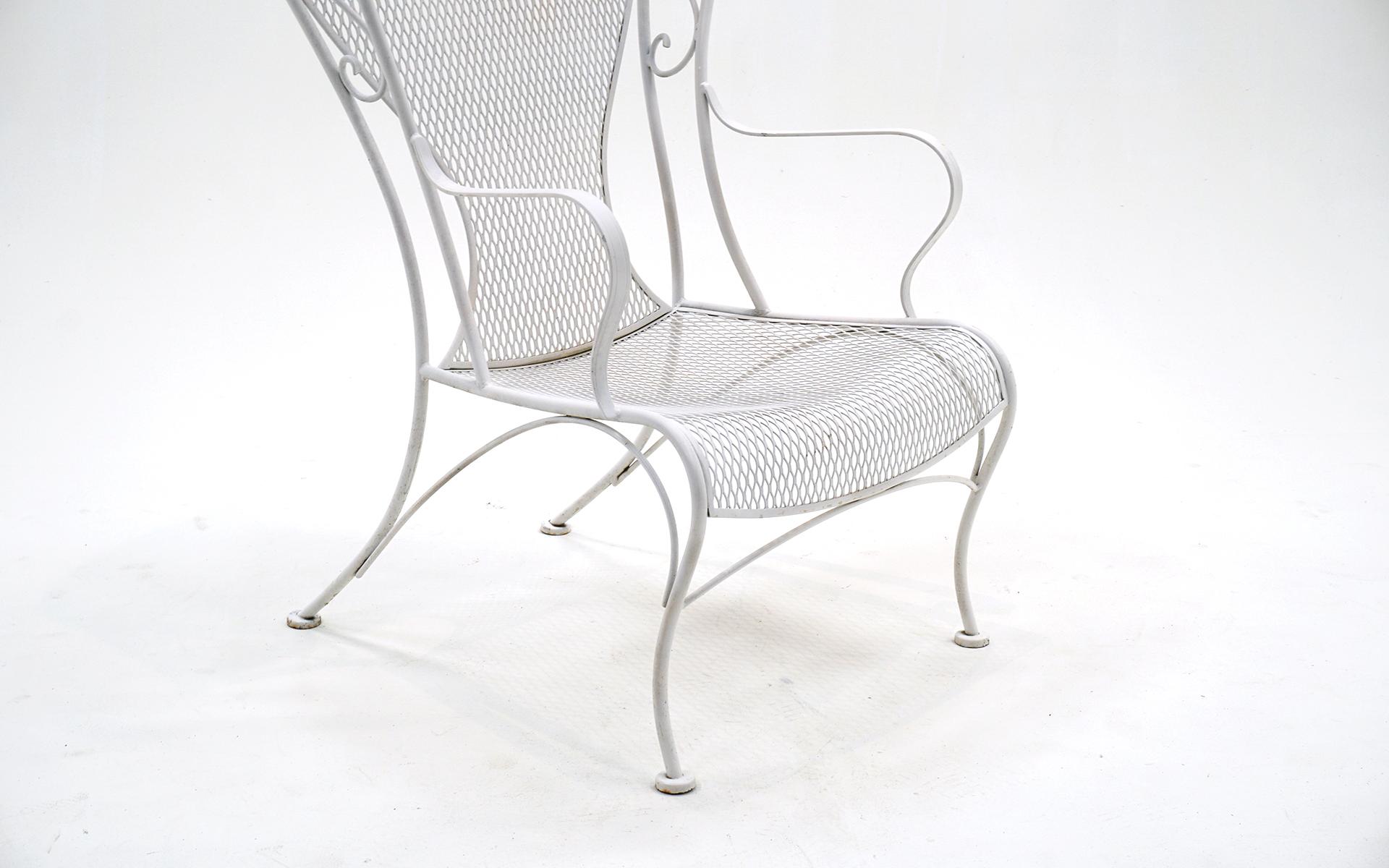 Outdoor High Back Canopy Chair by Russell Woodard in White, Wrought Iron, Steel For Sale 5