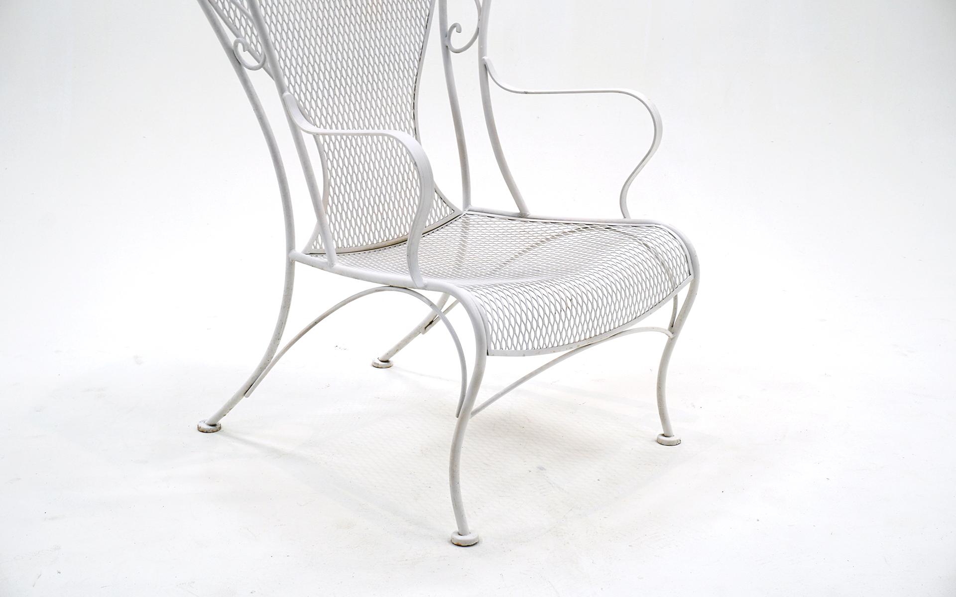 Outdoor High Back Canopy Chair by Russell Woodard in White, Wrought Iron, Steel For Sale 4