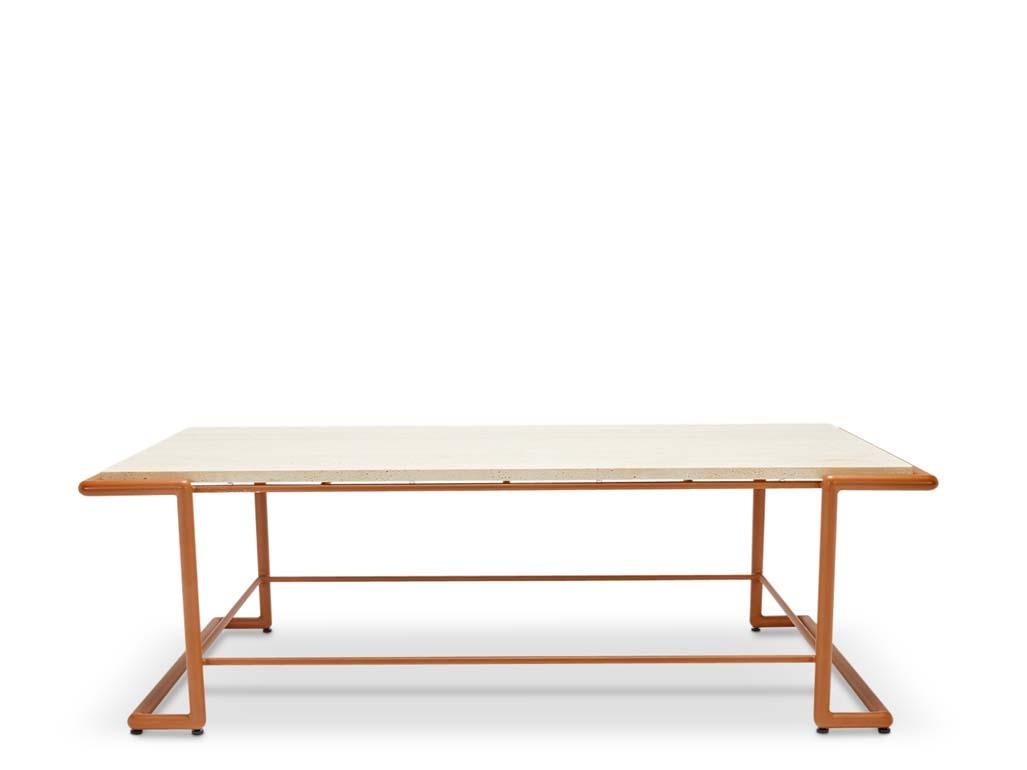 The Hinterland Coffee Table features a powder coated iron tube base and choice of 3 different tops; teak slat, stone, or a cast tempered glass with a corduroy pattern. 

The Lawson-Fenning Collection is designed and handmade in Los Angeles,