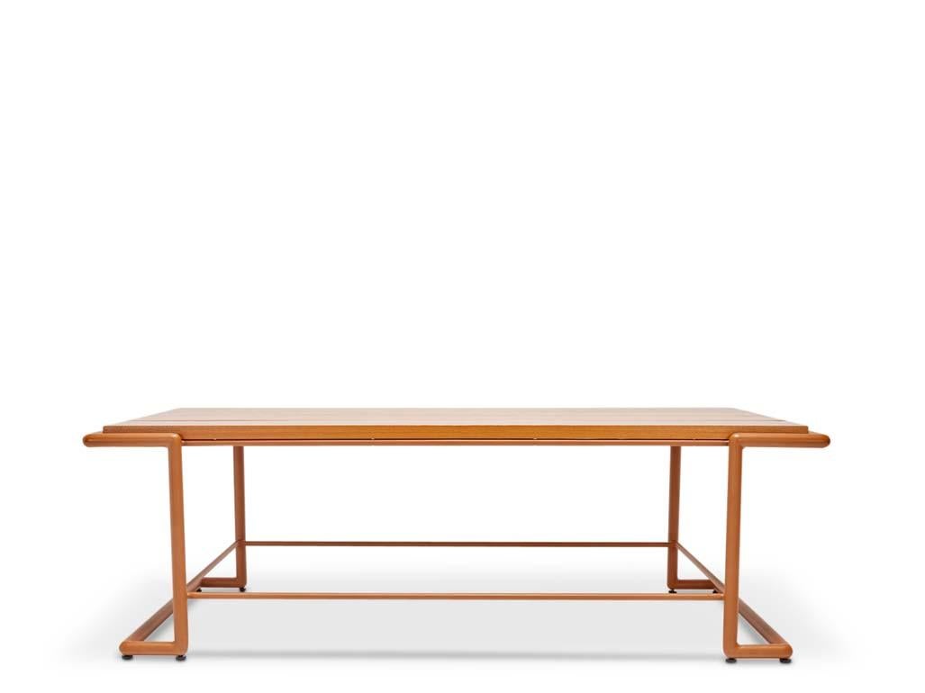 The Hinterland Coffee Table features a powder coated iron tube base and choice of 3 different tops; teak slat, stone, or a cast tempered glass with a corduroy pattern. 

The Lawson-Fenning Collection is designed and handmade in Los Angeles,