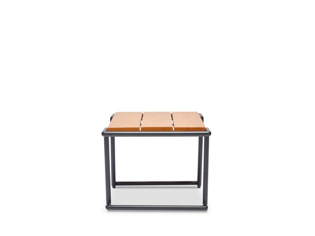 The Hinterland Side Table features a powder coated iron tube base and choice of 3 different tops; teak slat, stone, or a cast tempered glass with a corduroy pattern.  

The Lawson-Fenning Collection is designed and handmade in Los Angeles,