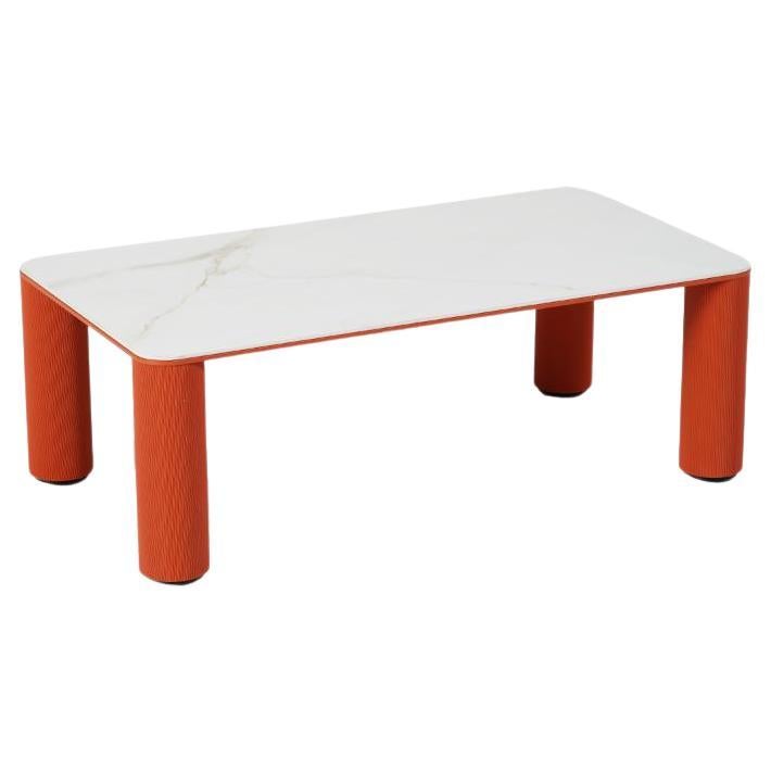 Outdoor & Indoor Ceramic Coffee Table with Lacquered Metal Frame