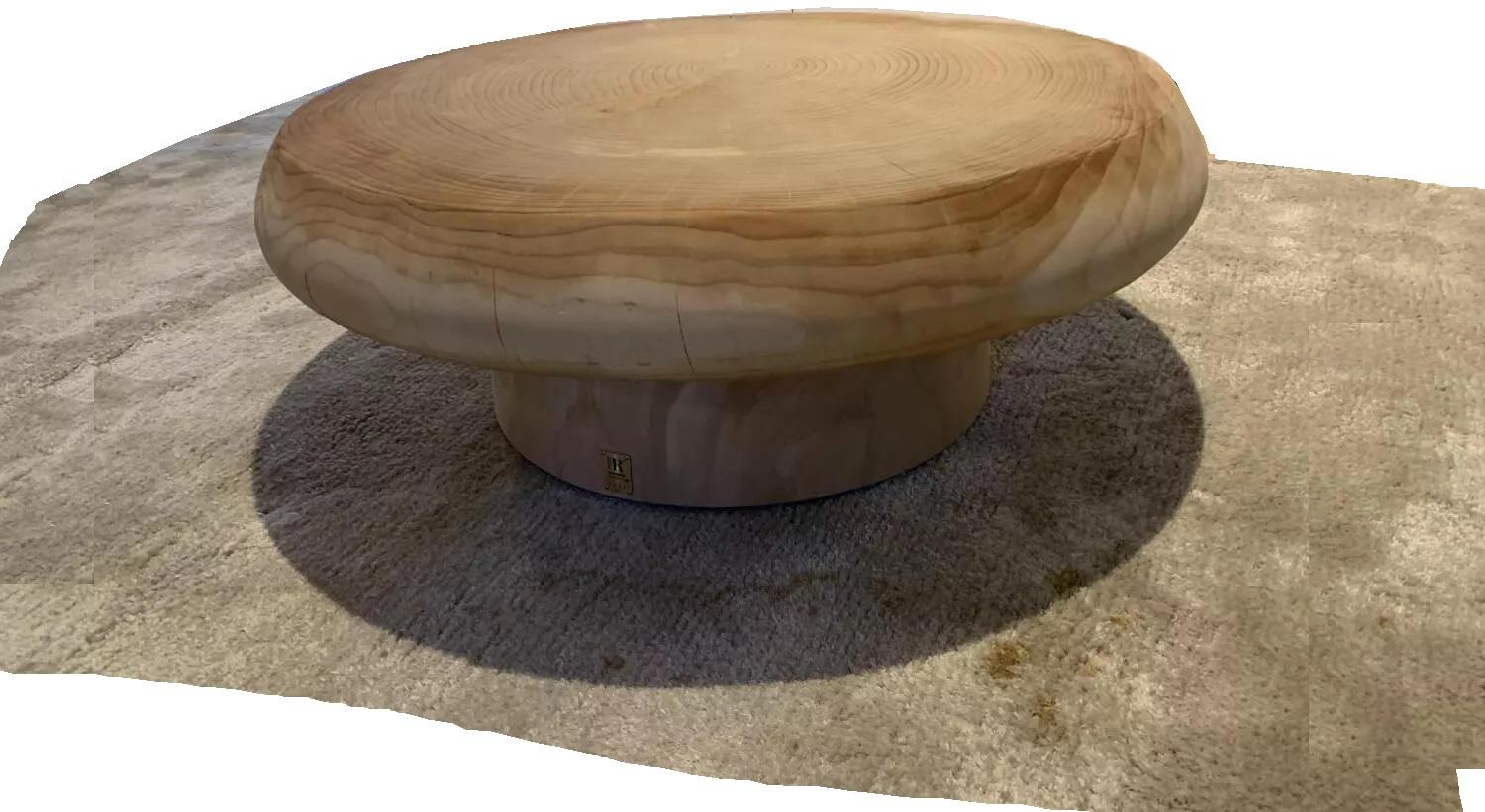 Italian Outdoor/Indoor Coffee Table Made From A Single Block of Scented Cedar For Sale