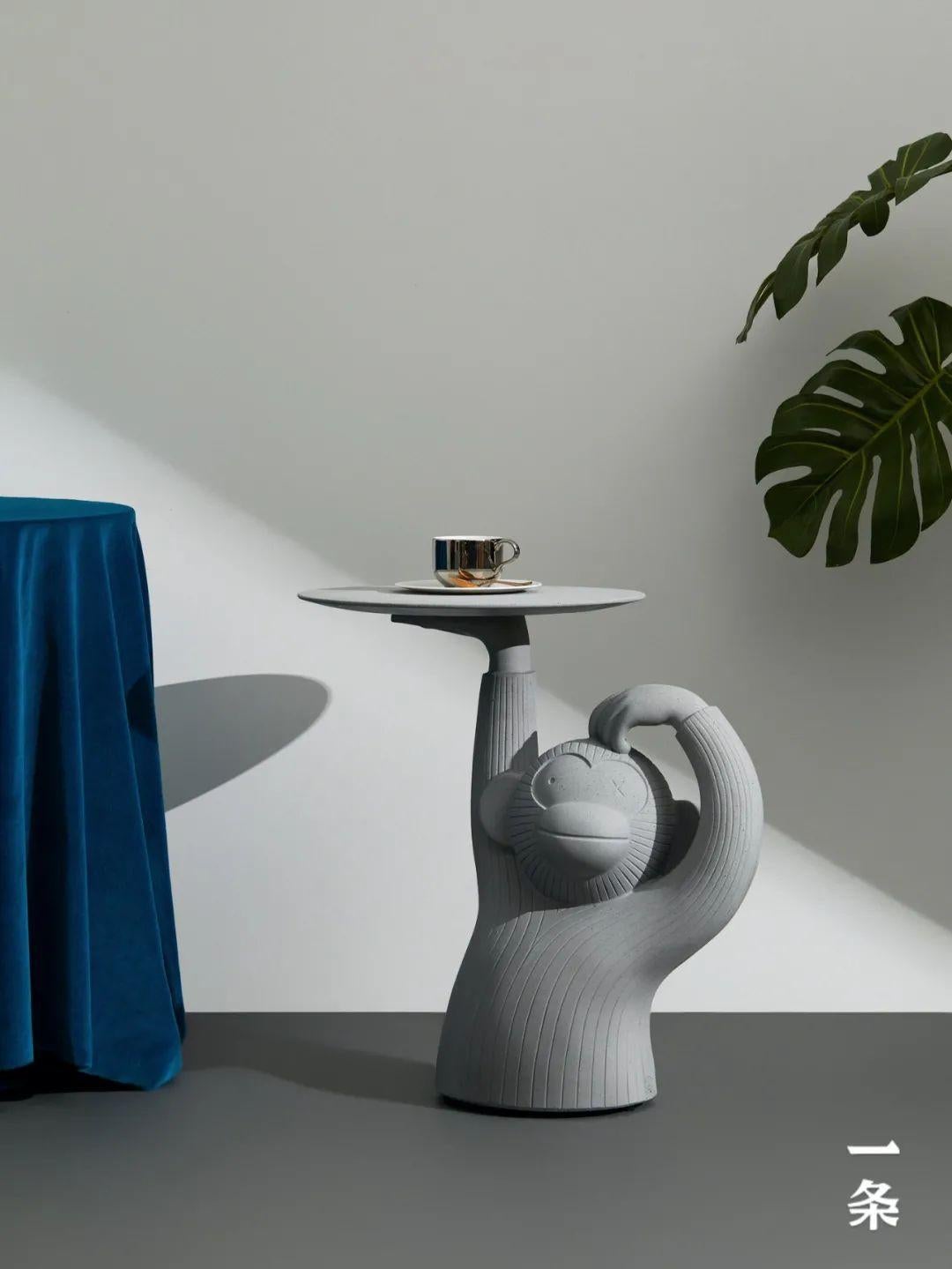 Table d'appoint singe en béton gris pailleté pour l'extérieur et l'intérieur, par Jaime Hyon en vente 2