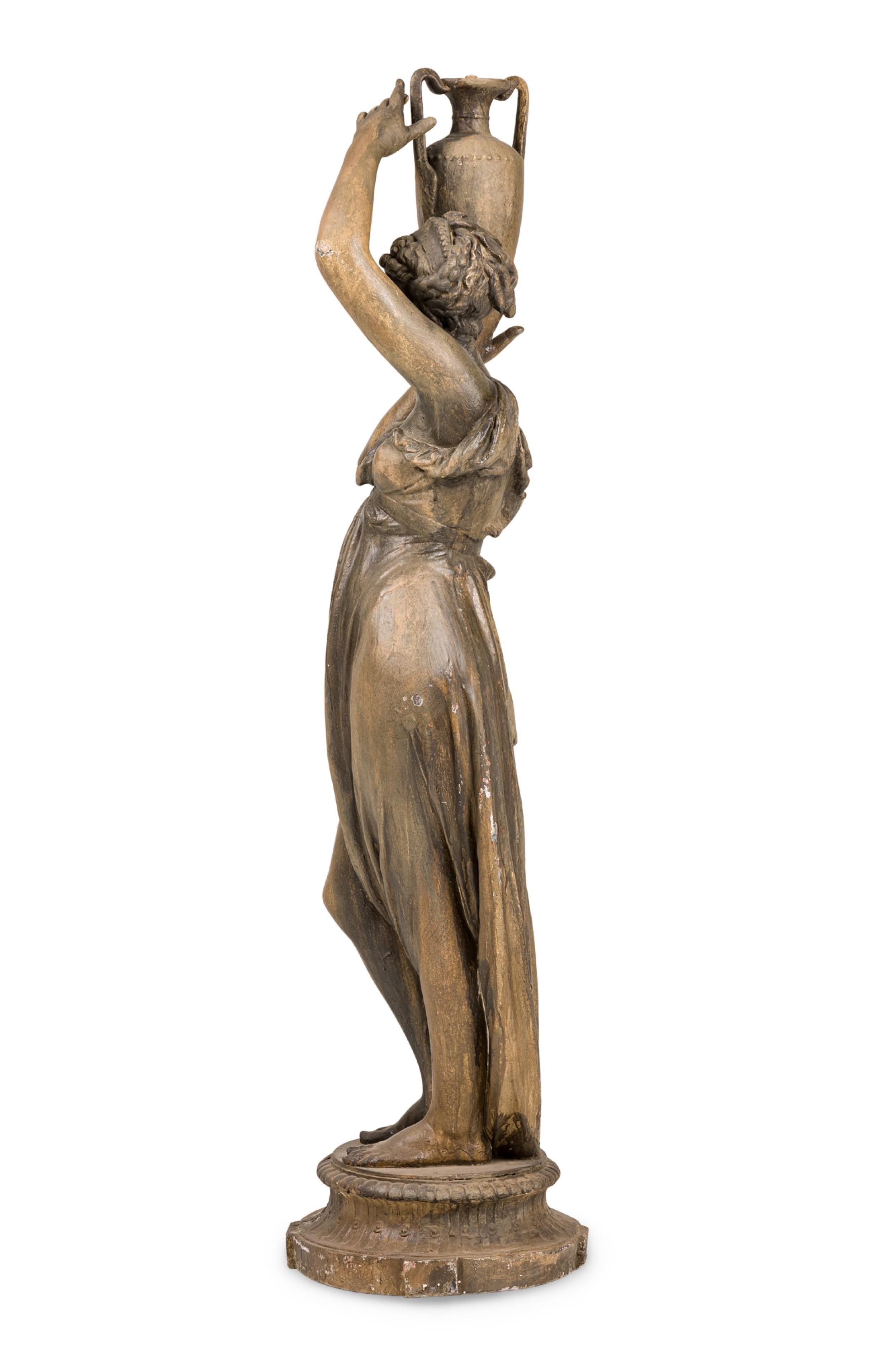 Biedermeier Outdoor Iron Greek Woman Statuary For Sale