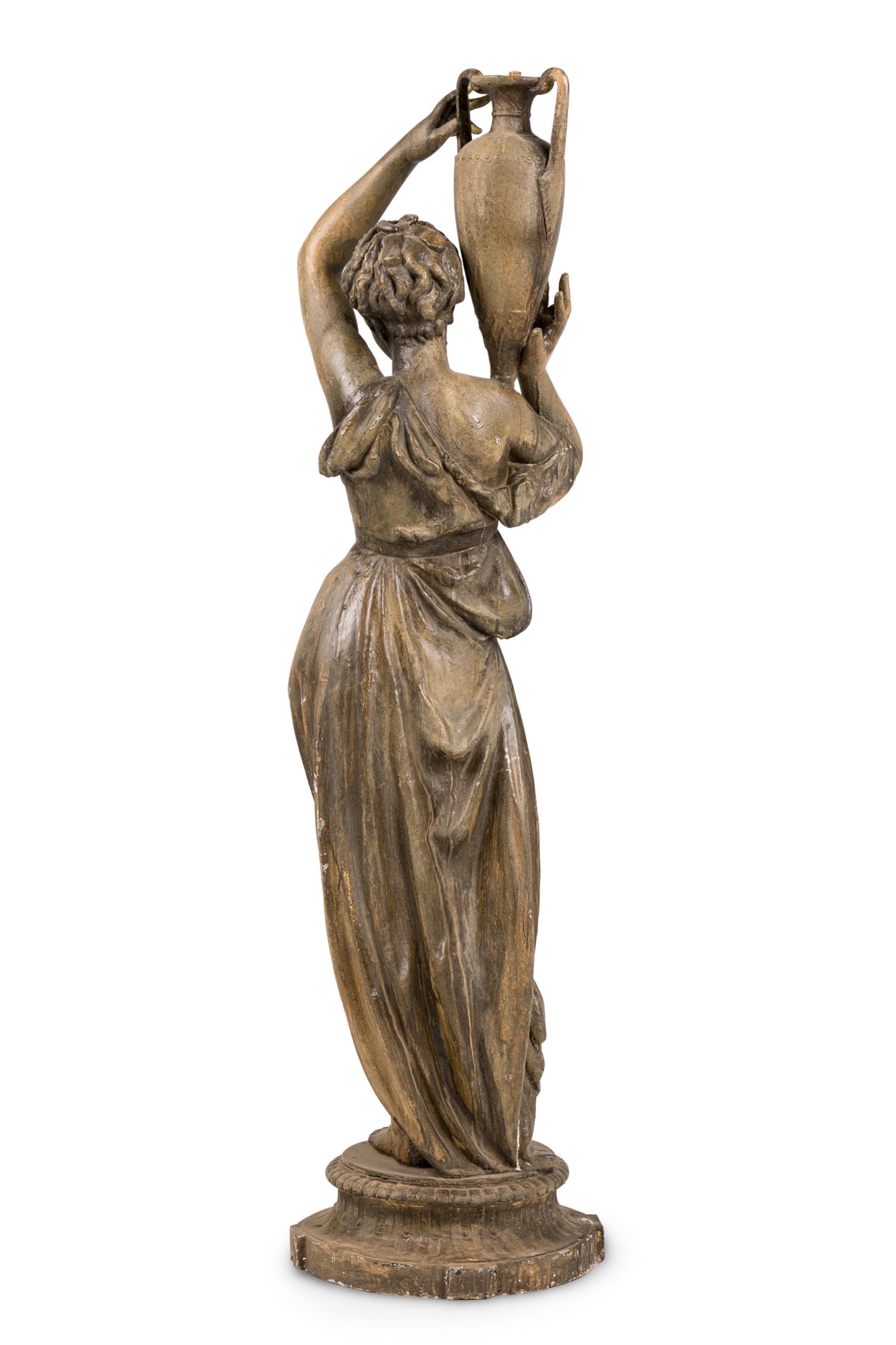 European Outdoor Iron Greek Woman Statuary For Sale