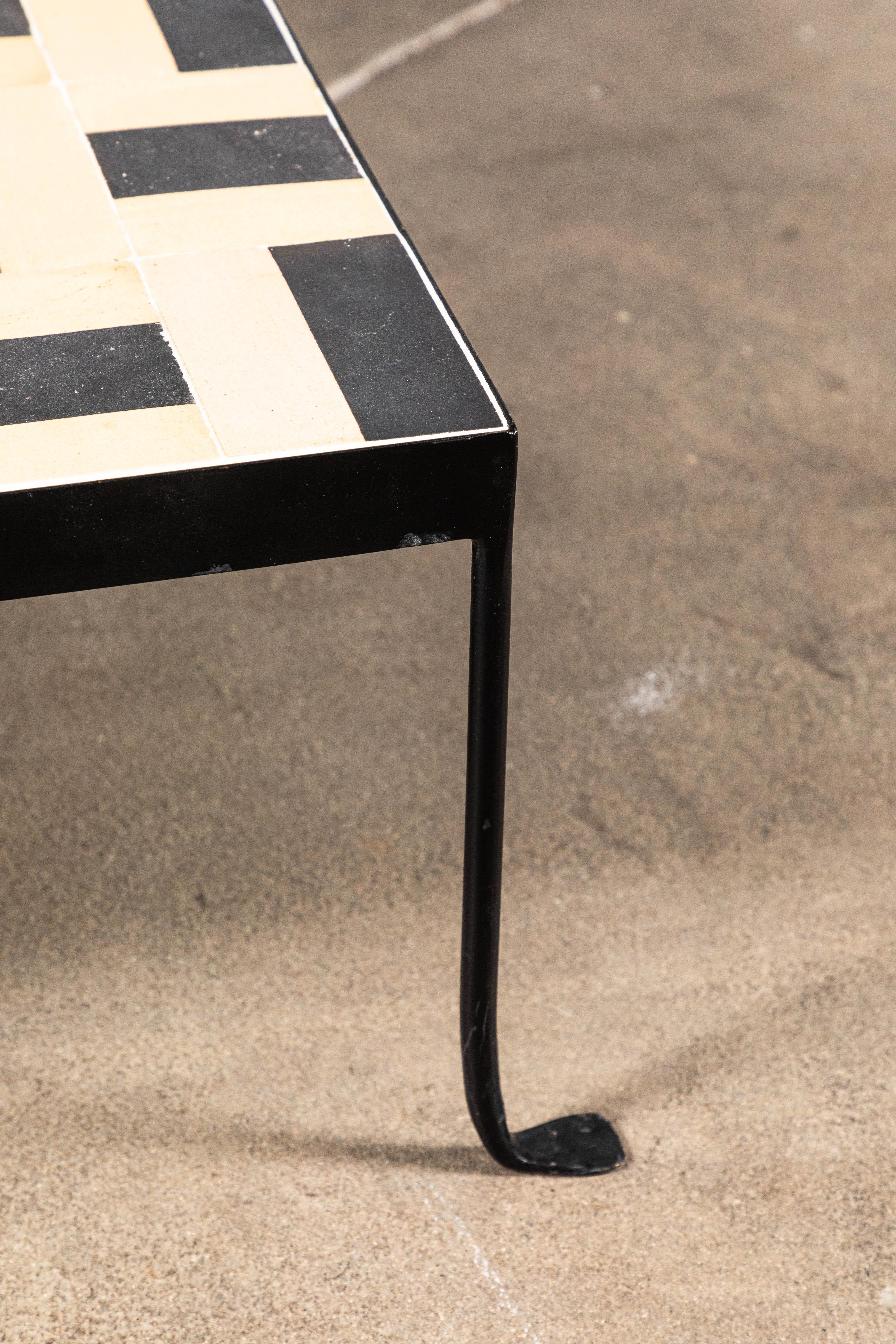 Outdoor Iron Tile Coffee Table with Vintage French Tiles 2