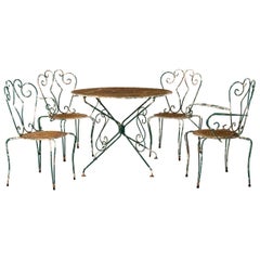 Antique Outdoor Ironwork Dining Table Set