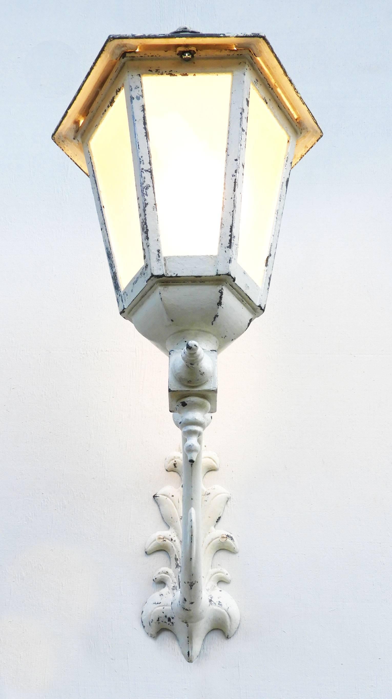 Frosted Outdoor Lantern Wall Light French Metal Glass Sconce Exterior Porch