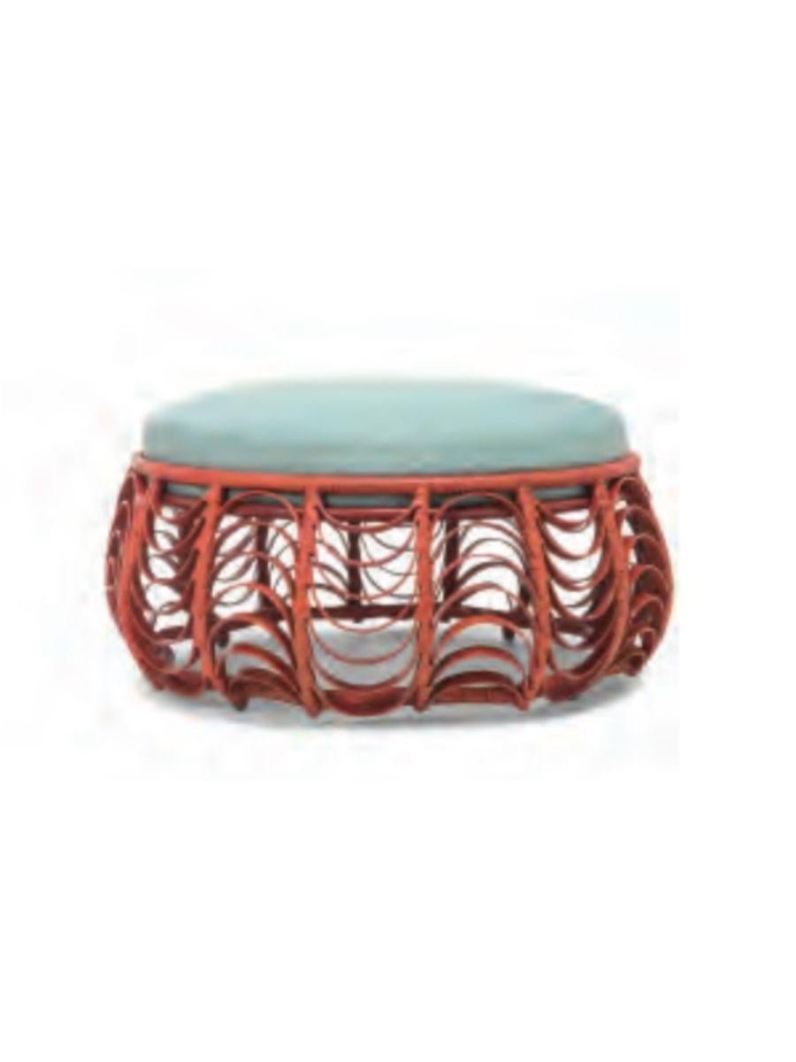 Outdoor Lasso ottoman by Kenneth Cobonpue
Materials: Polyethylene, aluminum. 
Also available in other colors and for indoors.
Dimensions: Diameter 90 cm x height 40cm 

Drift away on a flight of dreams in Lasso, a visual expression of the story