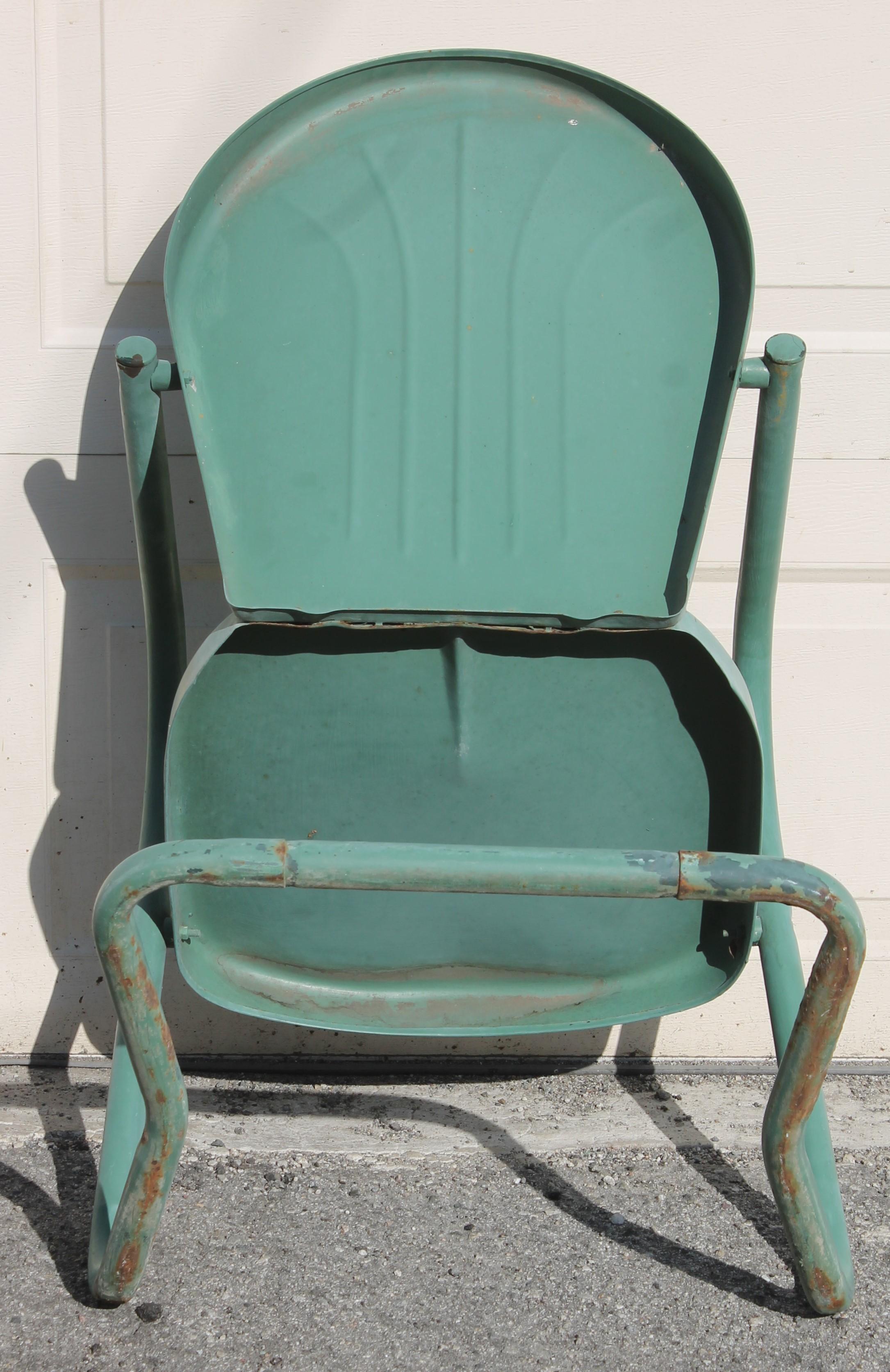 Outdoor Lawn/ Beach Metal Chairs in Sea Foam Green, 4 2