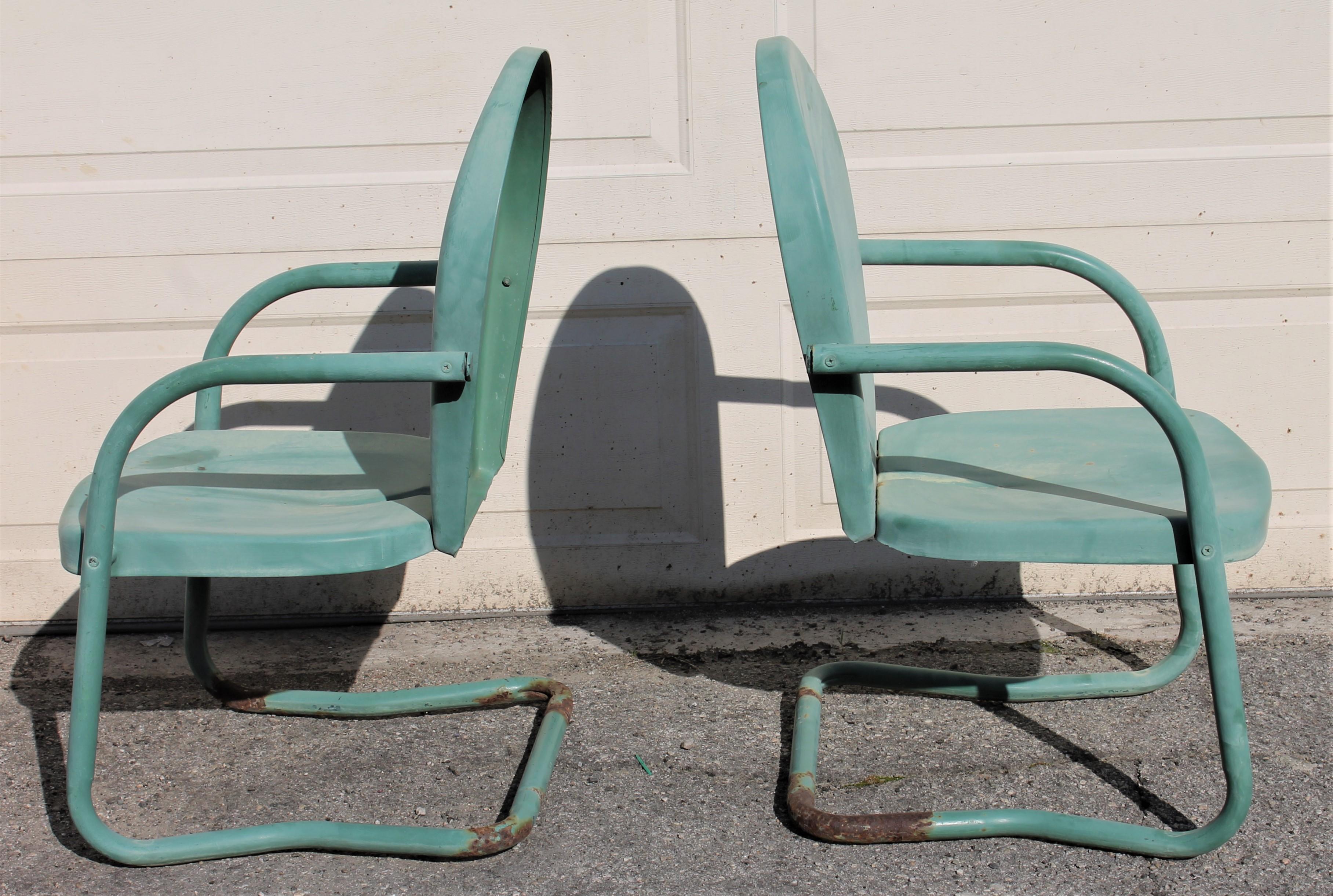 American Outdoor Lawn/ Beach Metal Chairs in Sea Foam Green, 4