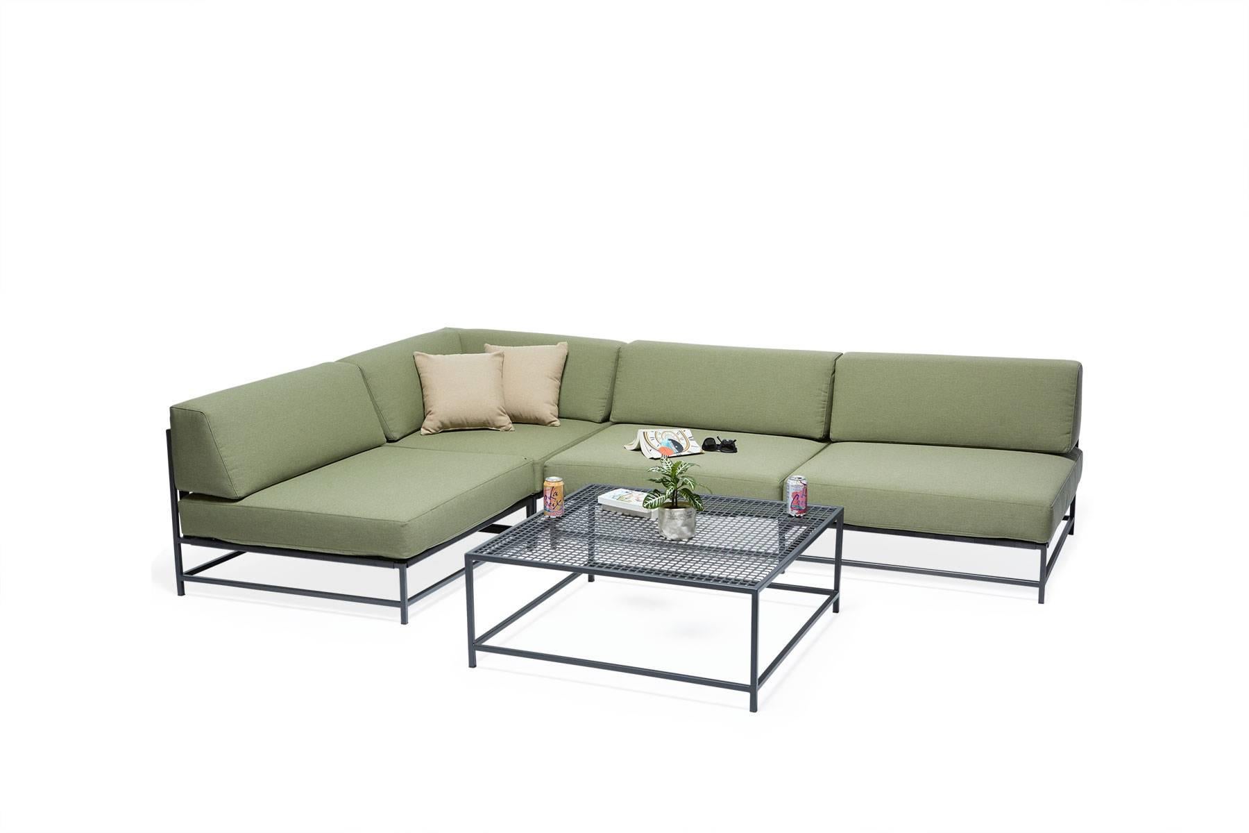 American Outdoor Leaf & Charcoal Sectional For Sale