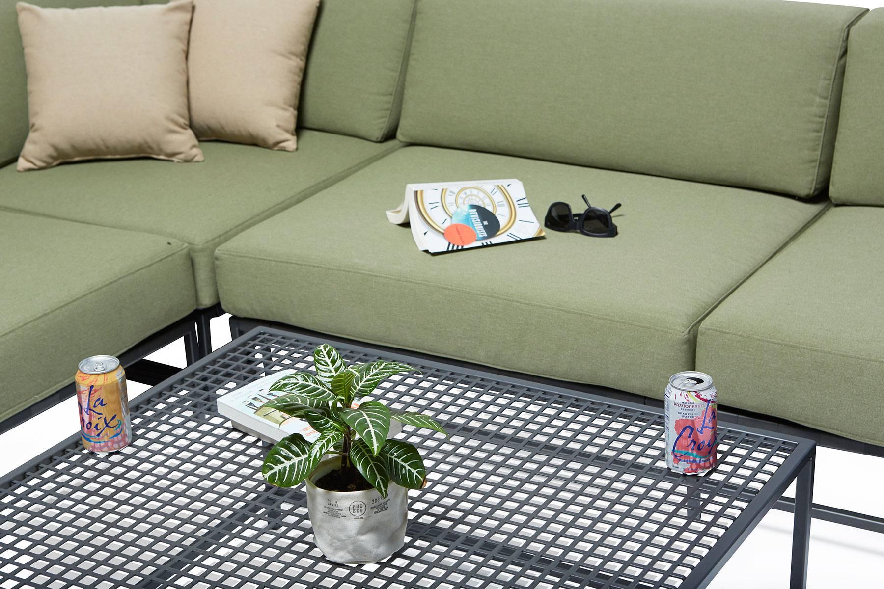 Powder-Coated Outdoor Leaf & Charcoal Sectional For Sale
