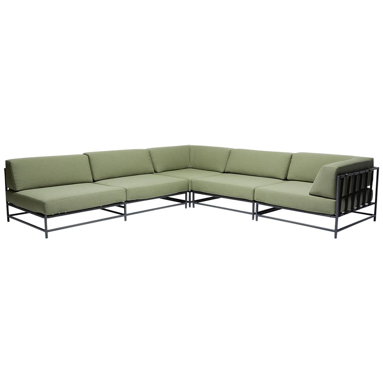 Outdoor Leaf & Charcoal Sectional For Sale