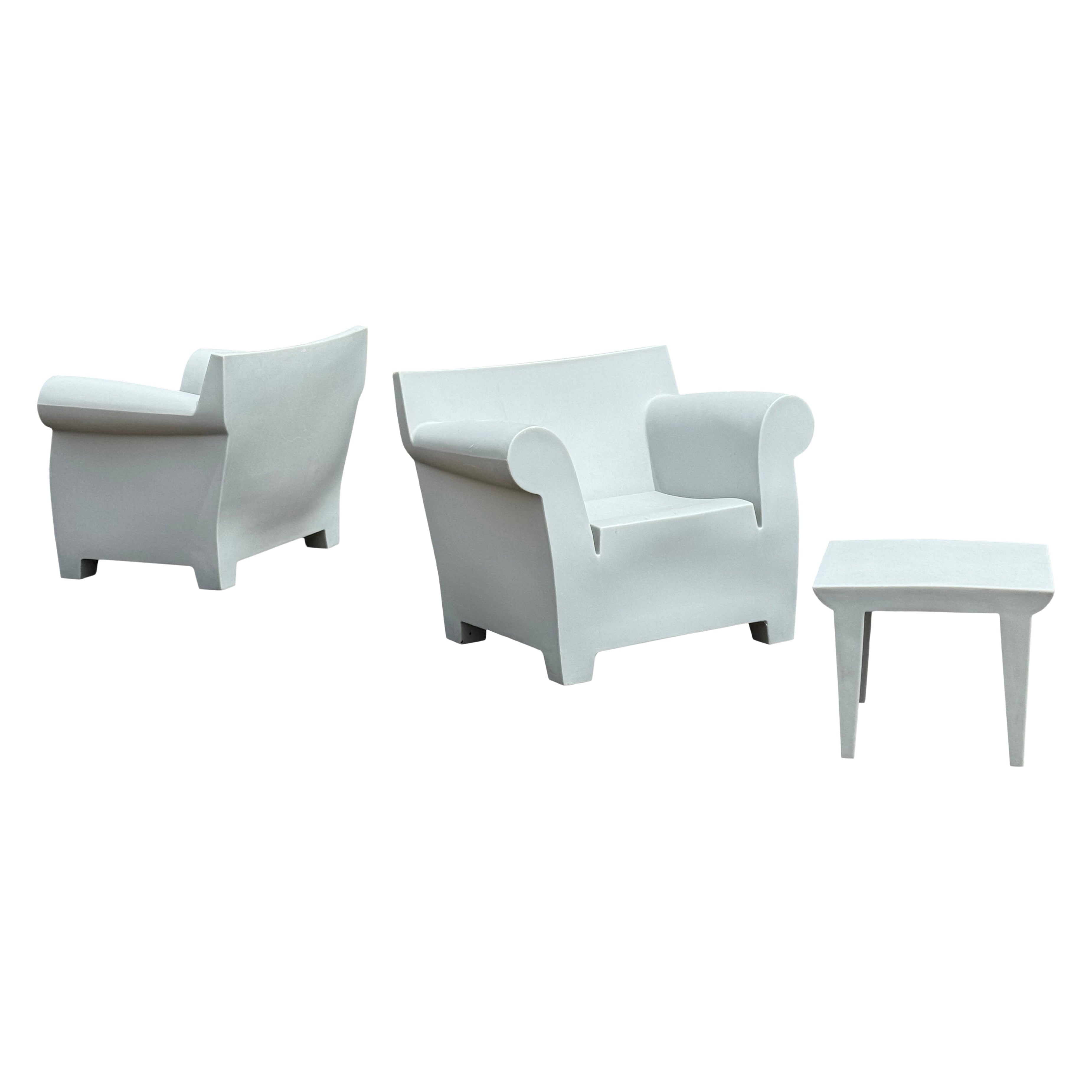 Outdoor Light Grey Kartel Armchairs & Table For Sale