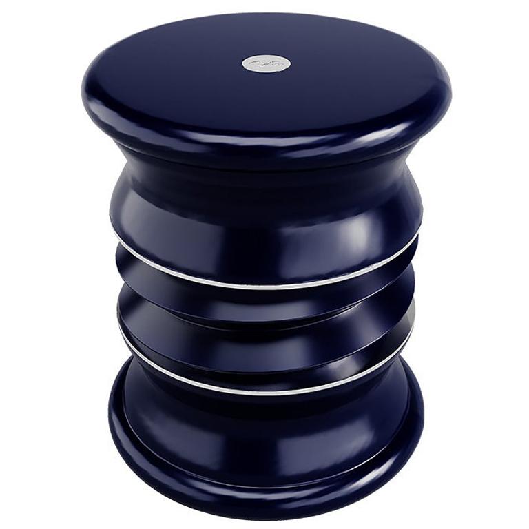 Fiberglass Outdoor Lonian Stool in Dark Blue