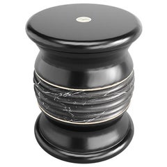 Outdoor Lonian Stool Marble Black Gold Plated Stainless Steel Details