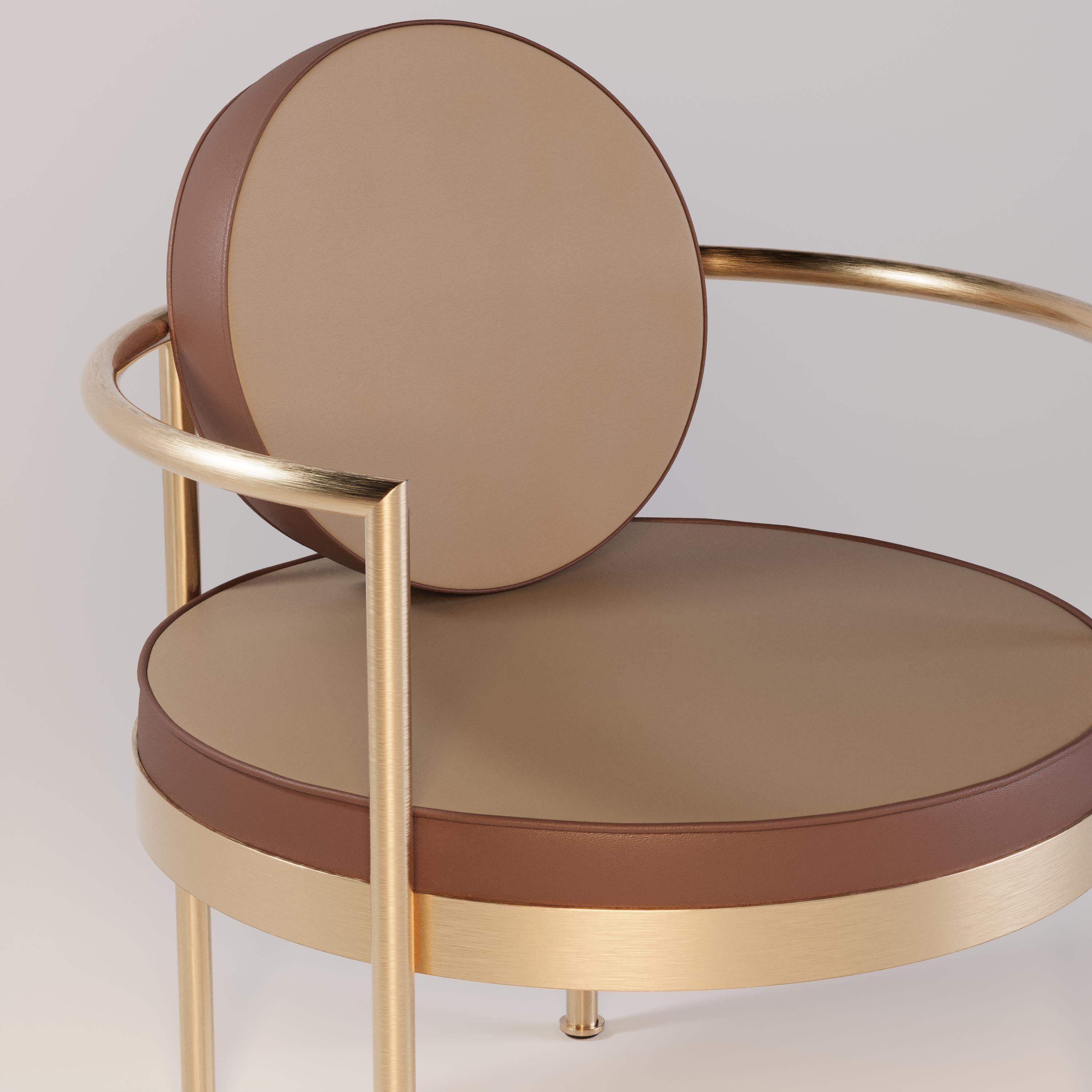 Stainless Steel Outdoor Lounge Chair Featuring a Gold Plated Frame For Sale