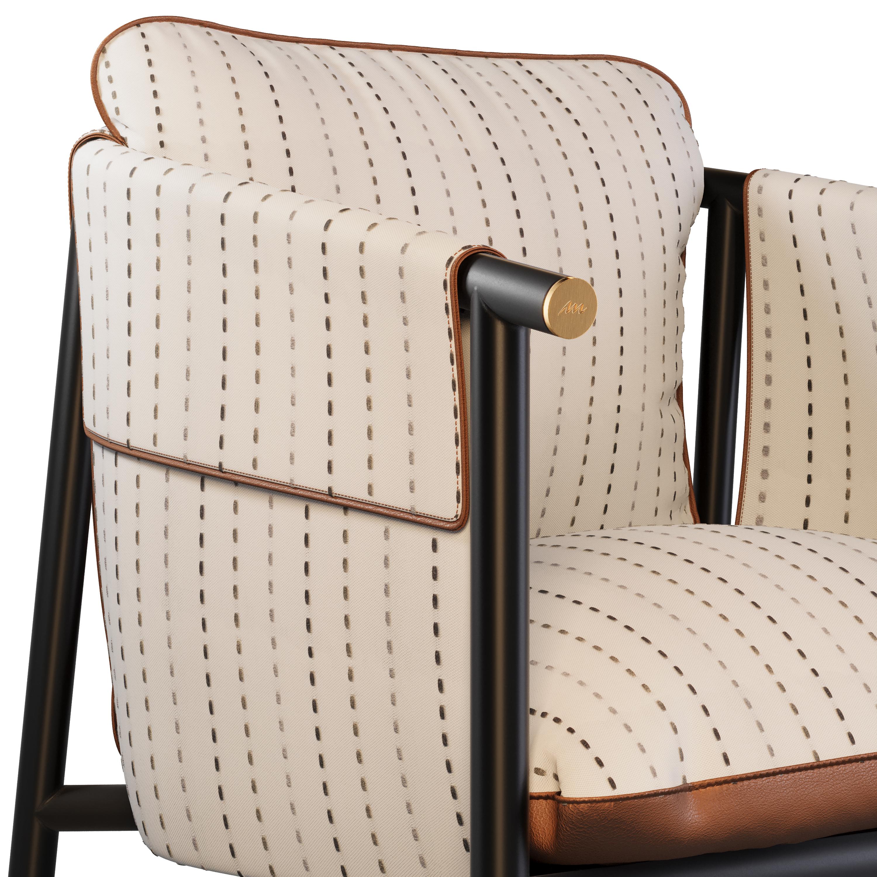 Sillón de exterior con tapicería de piel y detalles dorados Acero inoxidable en venta