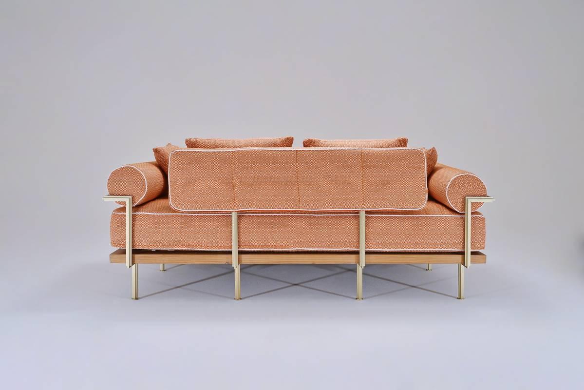 Contemporary Bespoke, Outdoor Lounge Bed in Brass & Bleached Hardwood Frame, by P.Tendercool  For Sale