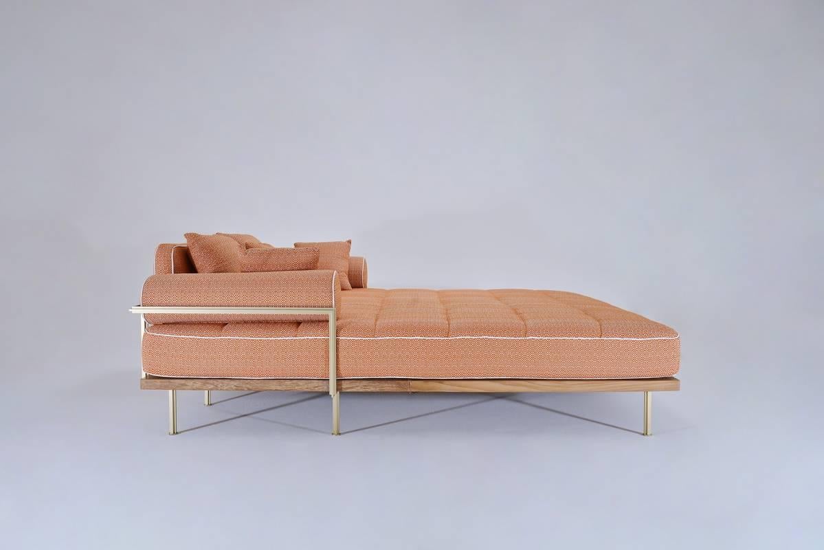 Thai Bespoke, Outdoor Lounge Bed in Brass & Bleached Hardwood Frame, by P.Tendercool  For Sale