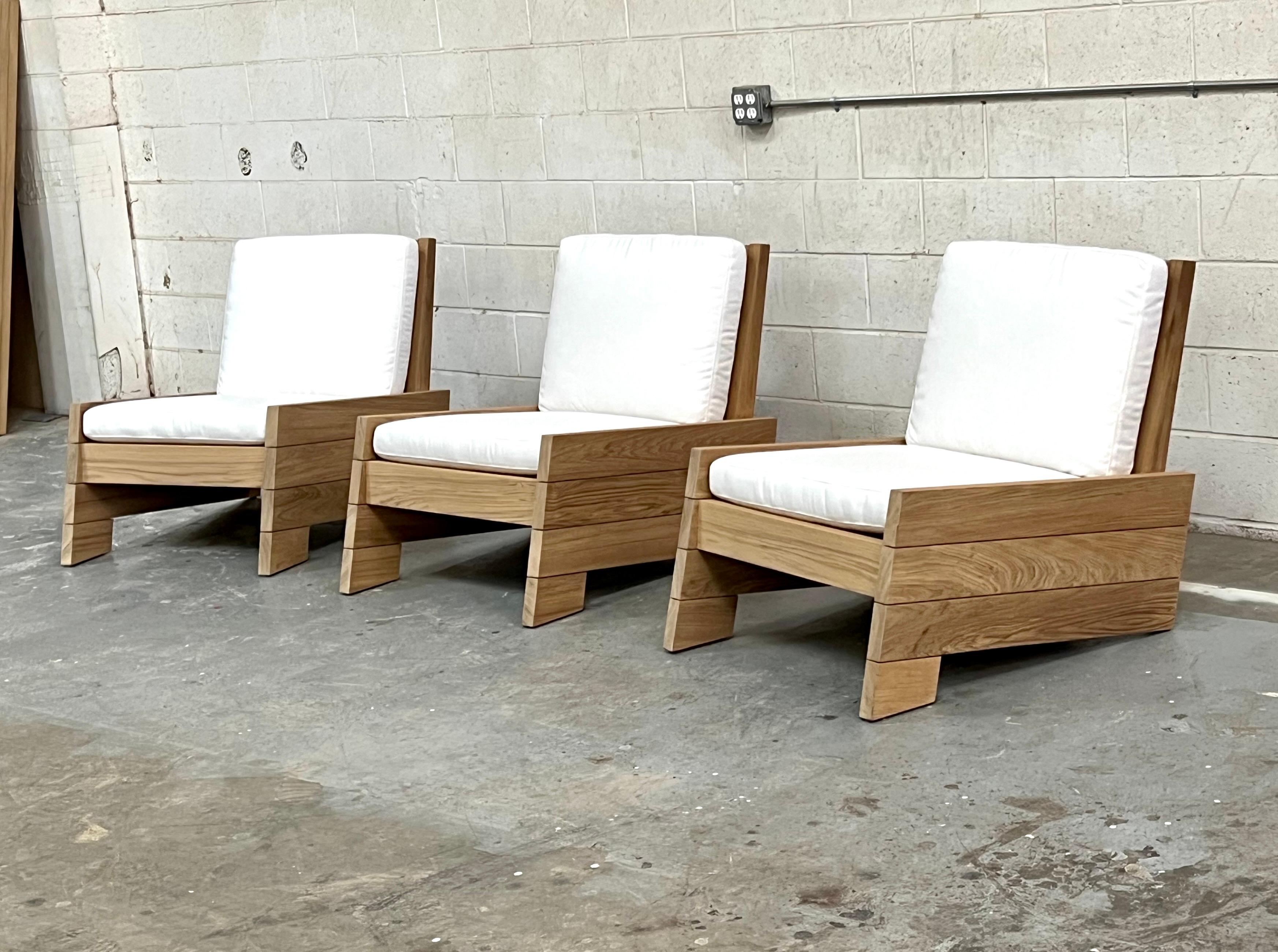 Contemporary Outdoor Lounge Chair Made from Teak For Sale