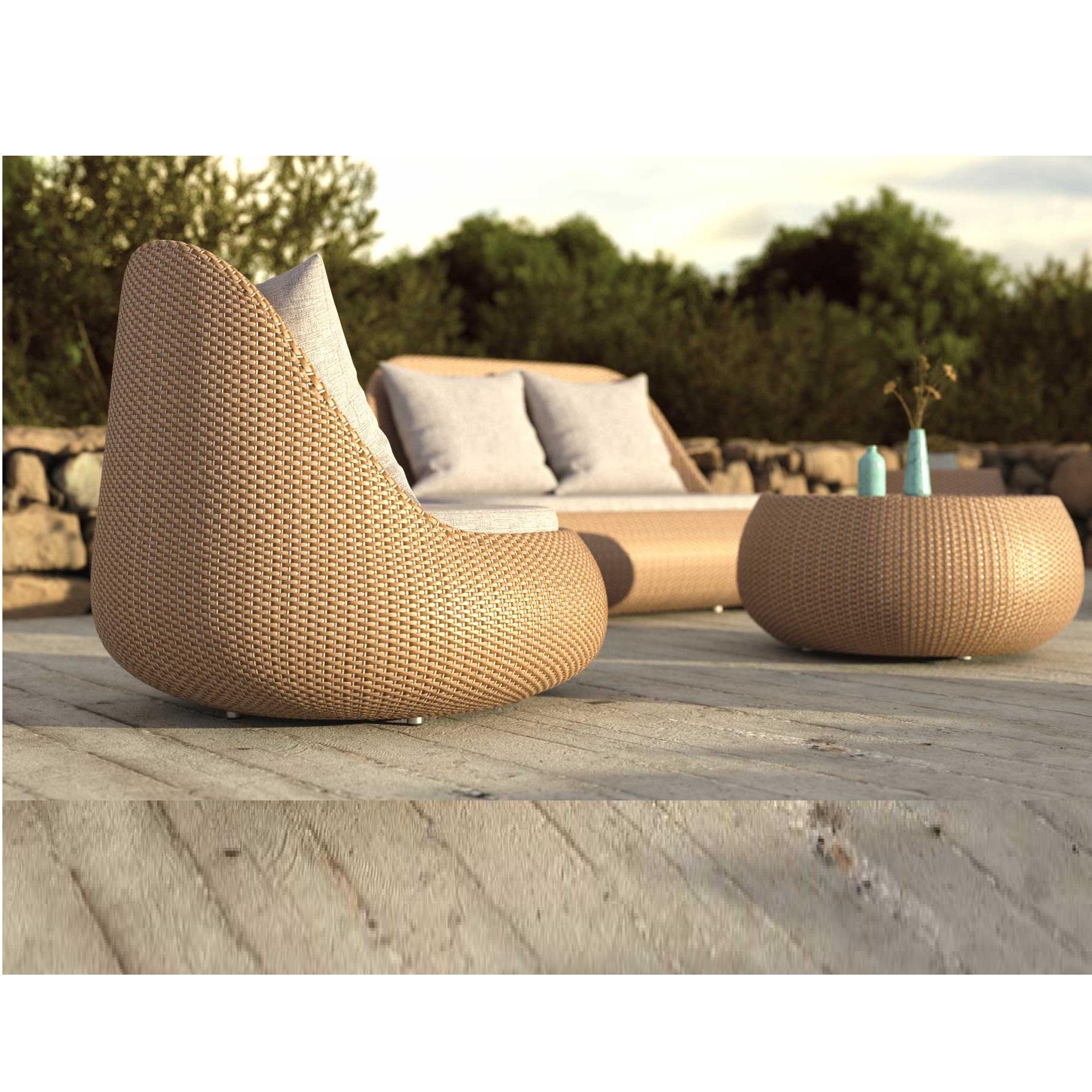 Lounge-Stuhl für draußen aus geflochtenem Geflecht (Aluminium) im Angebot