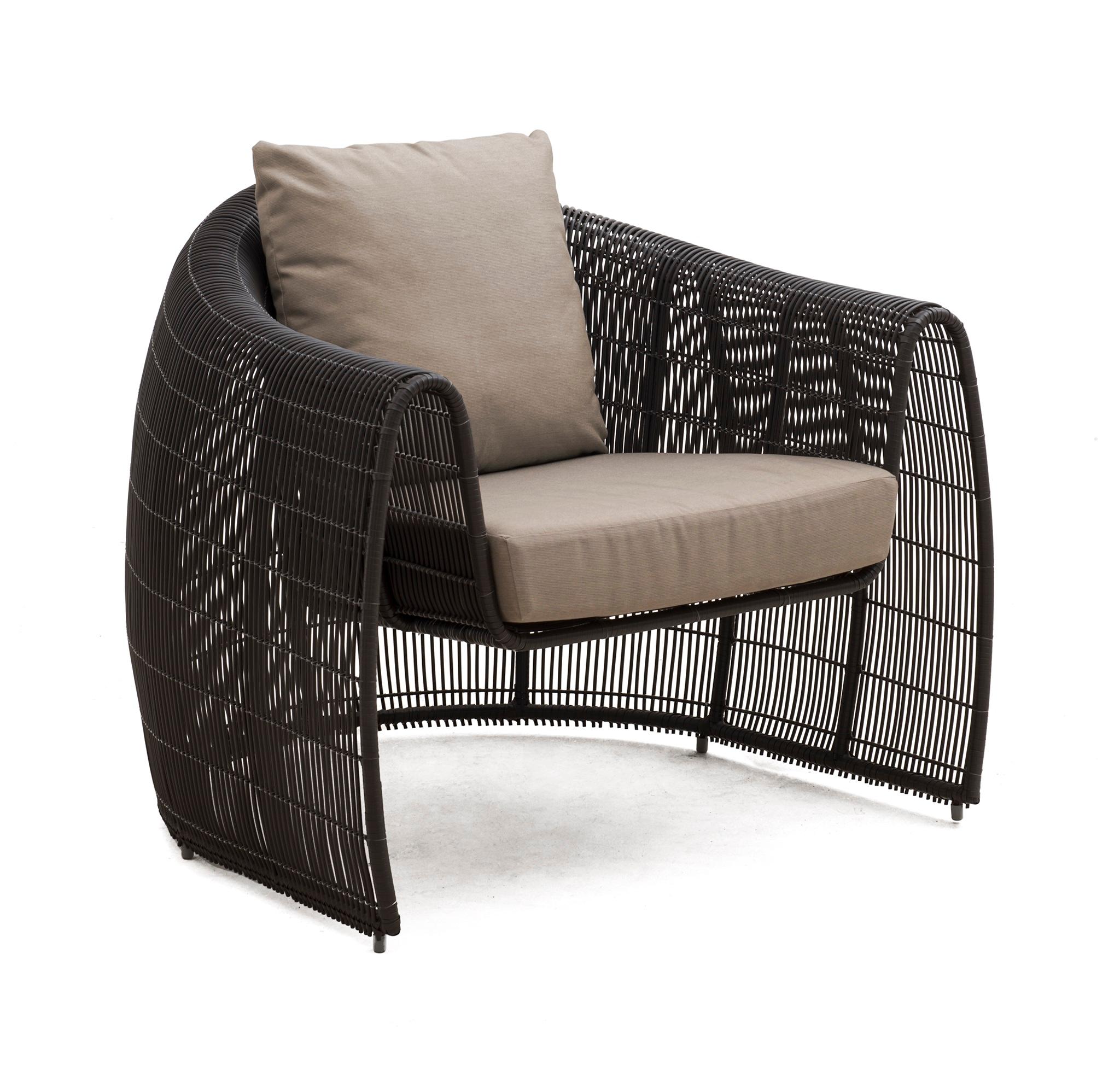 Outdoor Lulu Easy armchair by Kenneth Cobonpue
Materials: Polyethelene, Steel. 
Also available in other colors and for indoors.
Dimensions: 87.5 cm x 90 cm x H 76 cm

Lulu adds grace to any space with its clean, nest-like silhouette. Its open