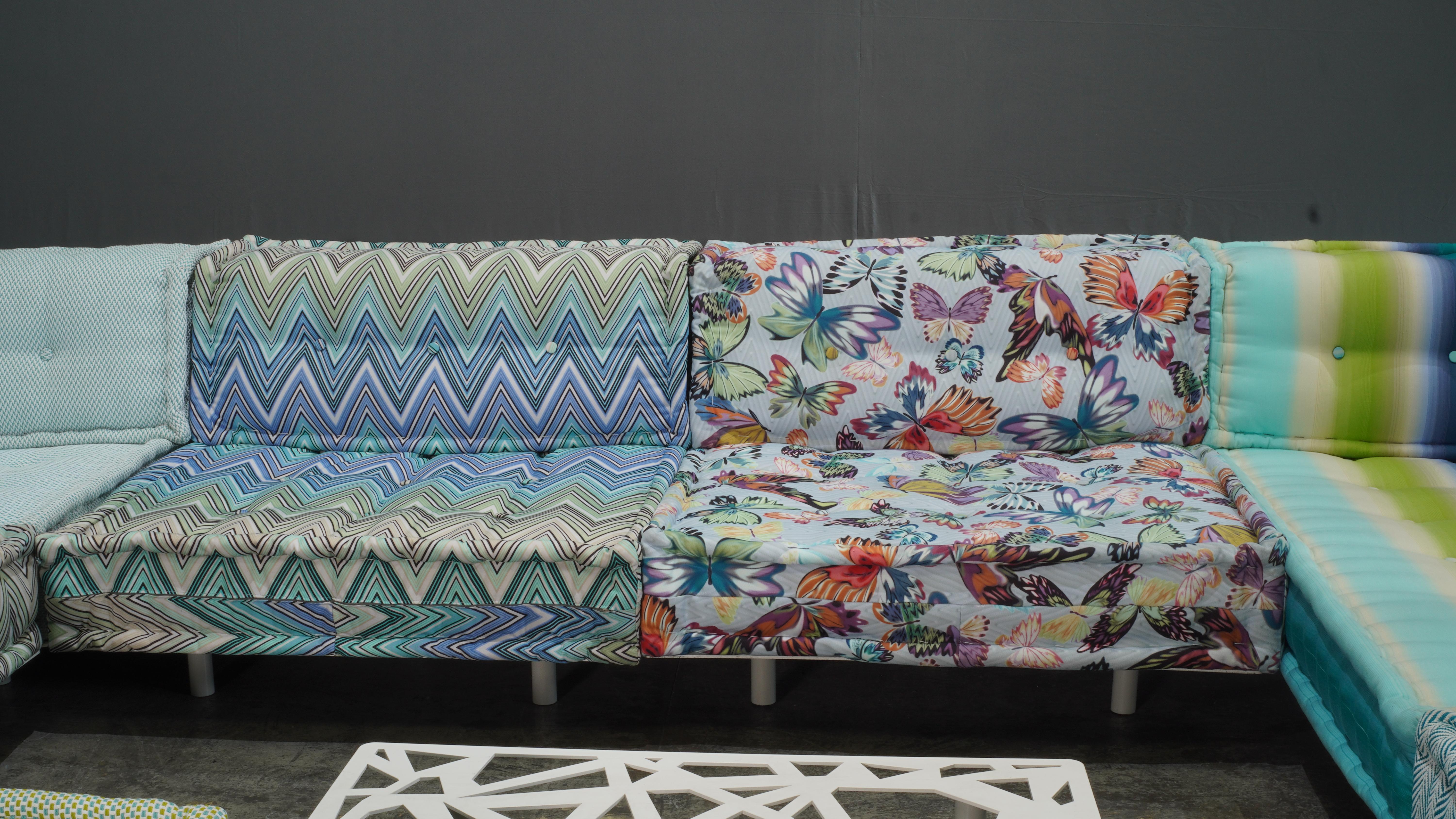 Outdoor Mah Jong Sectional Sofa Upholstered in Missoni by Roche Bobois, Set of 7 3
