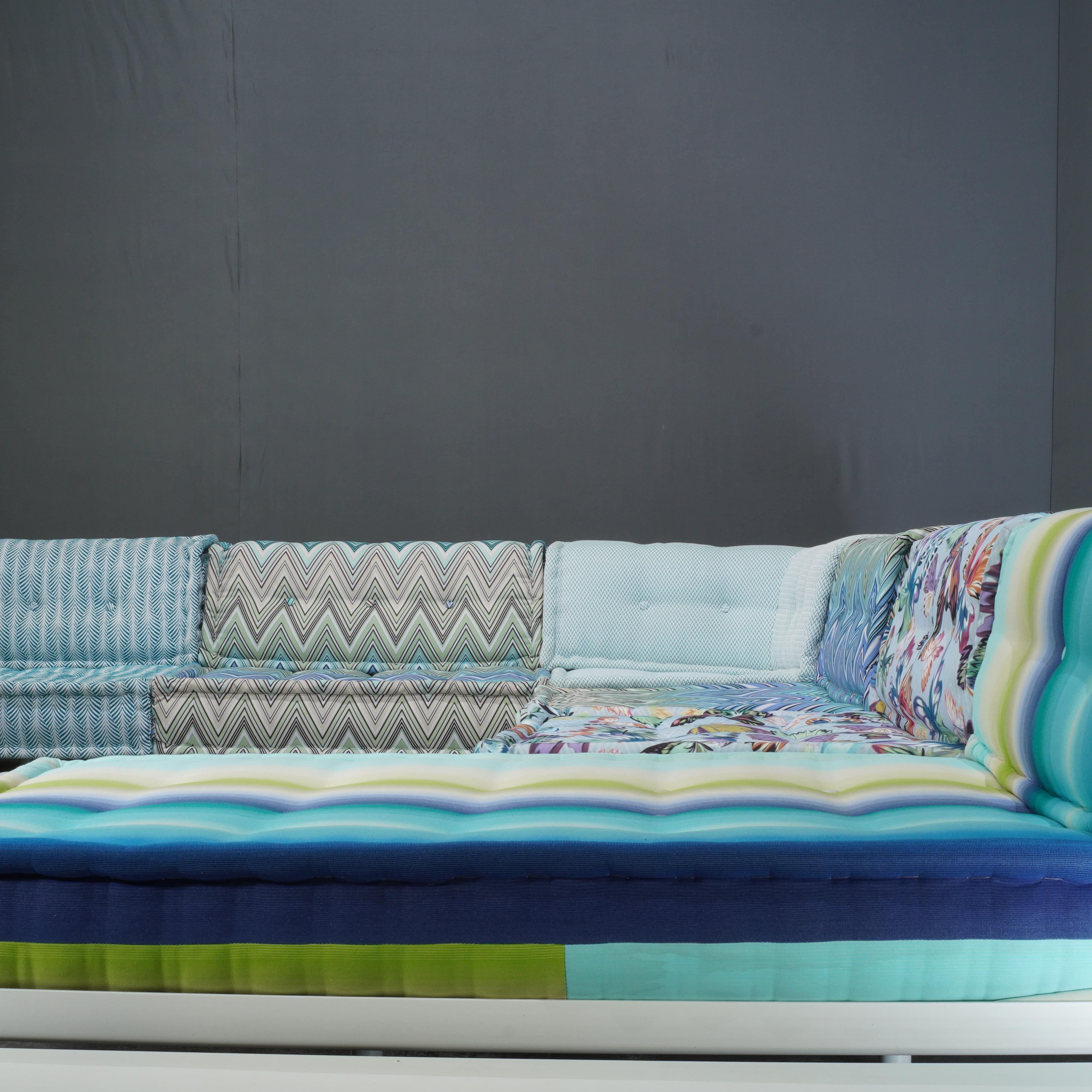 Mid-Century Modern Outdoor Mah Jong Sectional Sofa Upholstered in Missoni by Roche Bobois, Set of 7