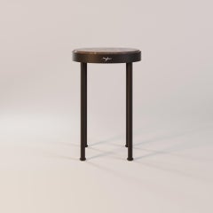 Moderner Terrassen-Beistelltisch mit Marmorplatte und Edelstahlrahmen