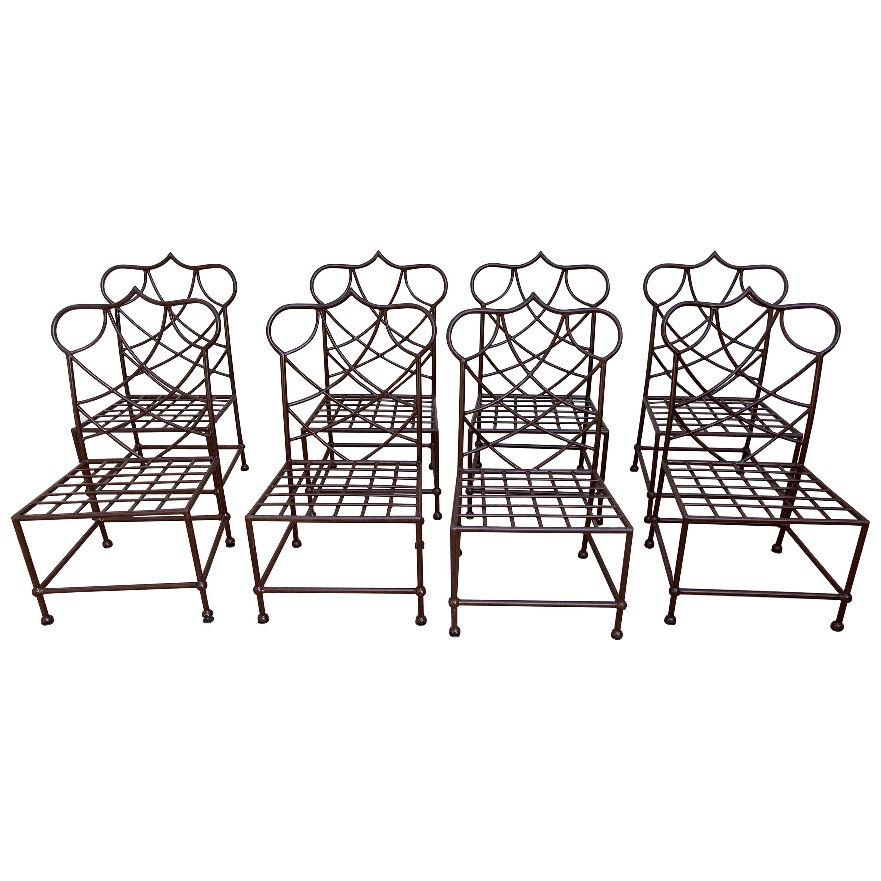 Outdoor Metal Chairs set of Eight  in Mario Papperzini Style