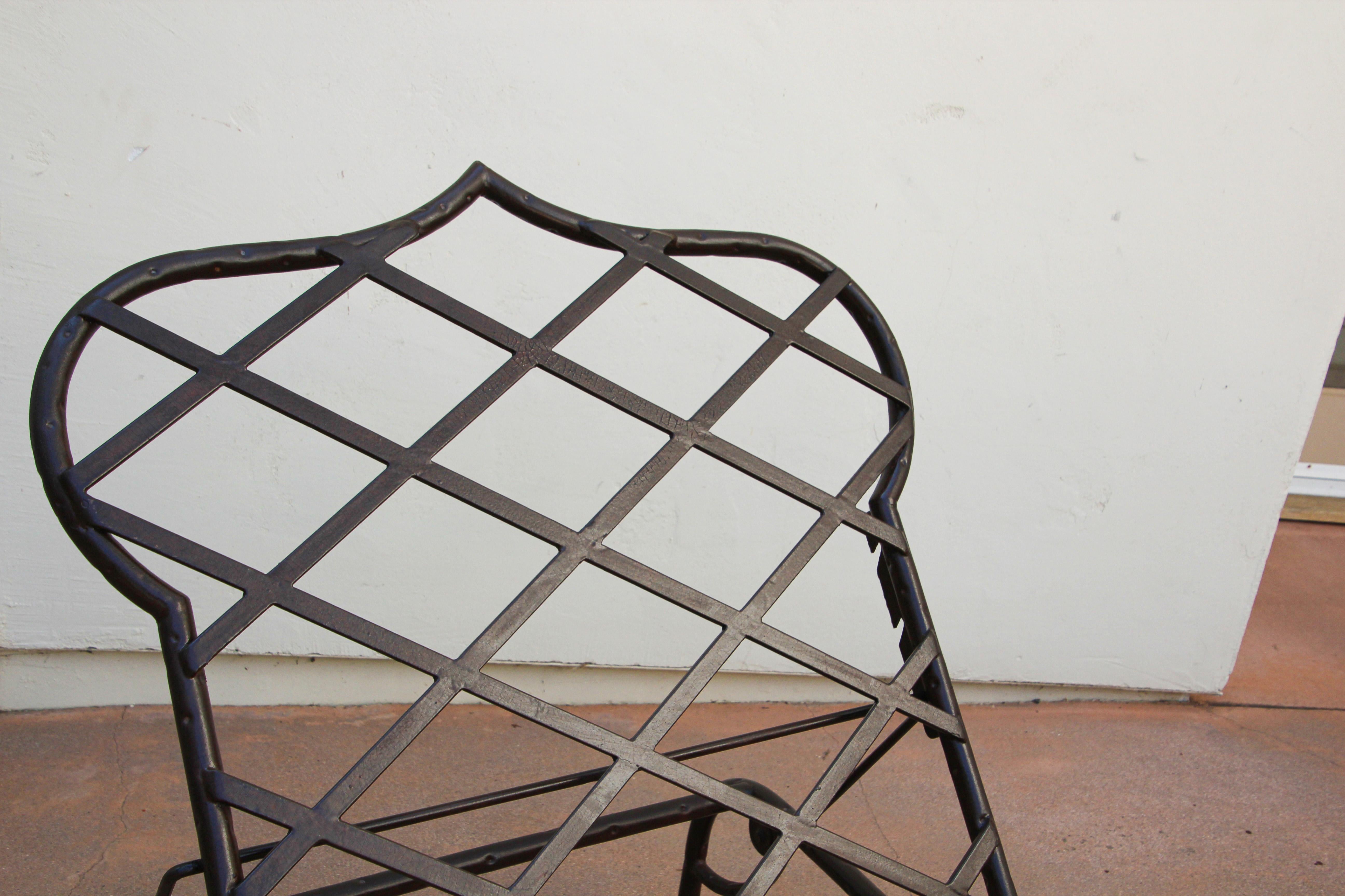 Late 20th Century Outdoor Metal Lounge Chair in Mario Papperzini Style Moorish Backrest Design