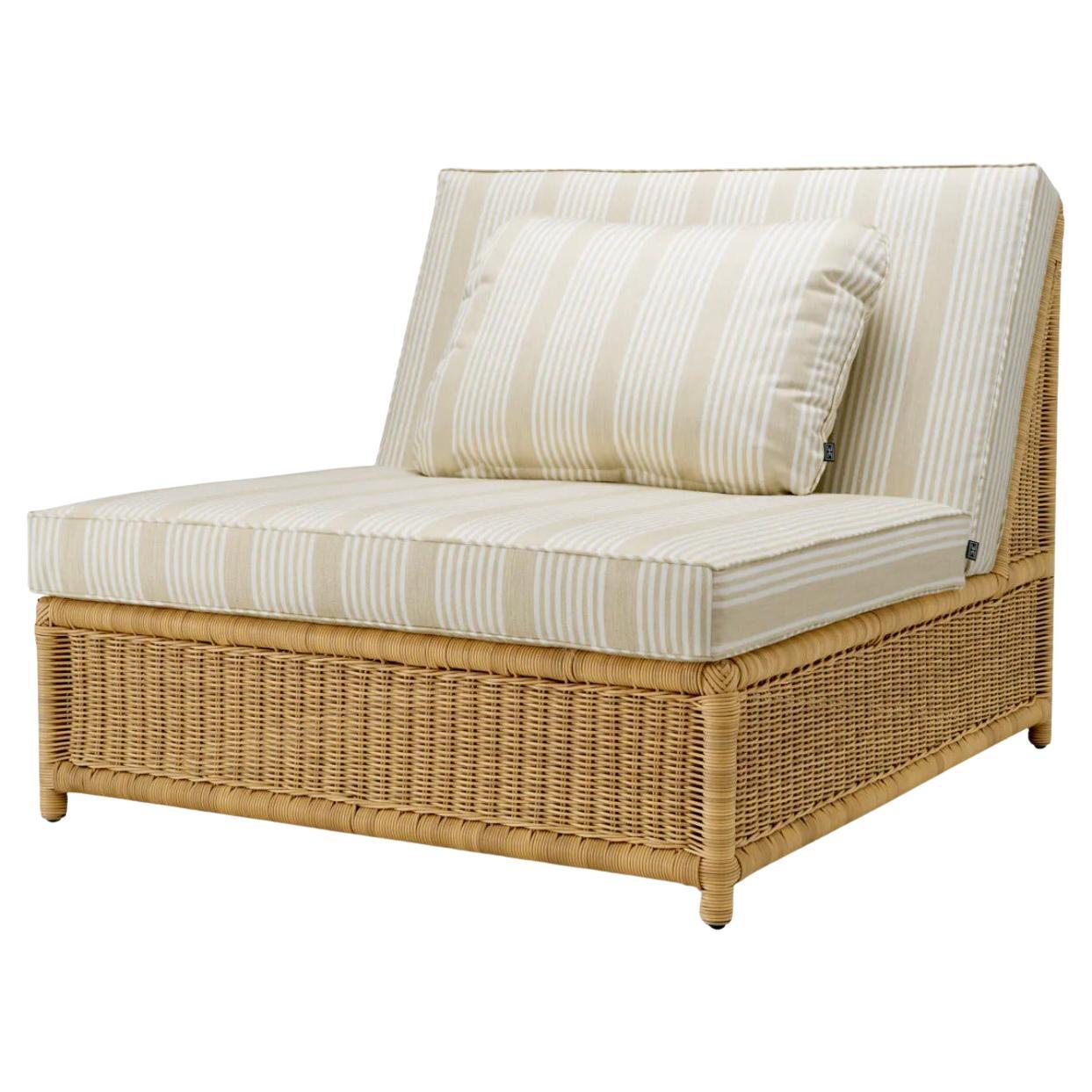 Silla modular de exterior de ratán sintético y tela beige Saville