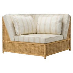 Silla Modular de Esquina para Exterior - Ratán y Tejido Beige