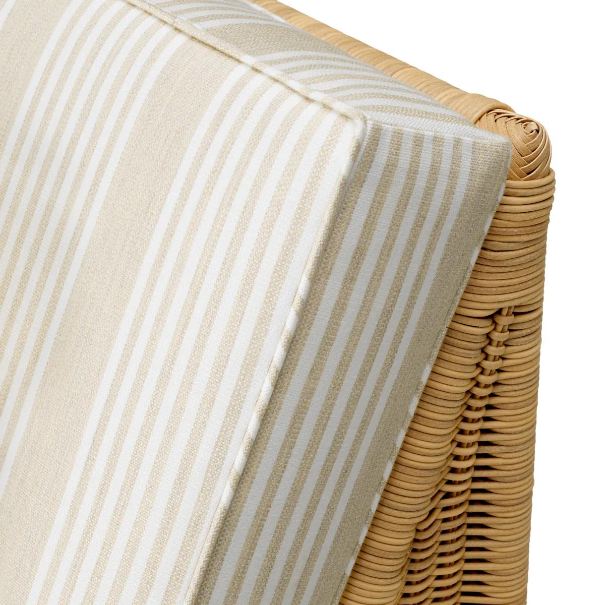 Chaise d'angle modulaire d'extérieur - Rotin et tissu beige en vente 1