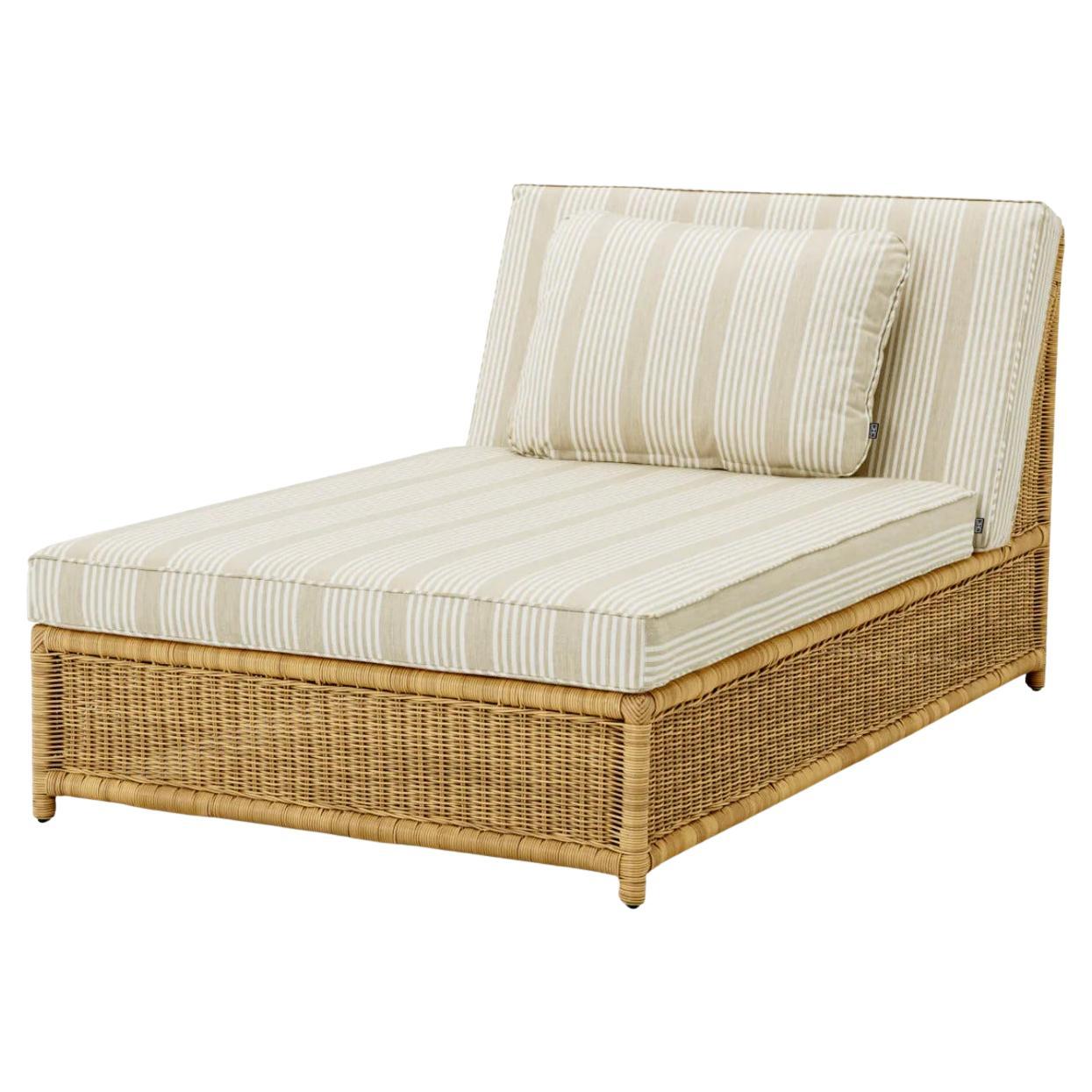 Daybed Modular de Exterior en Ratán Sintético y Tela Beige Saville en venta