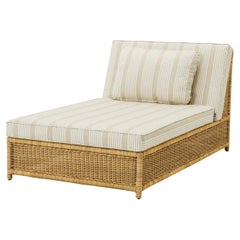 Outdoor Modular Daybed in Synthetic Rattan and Saville Beige Fabric