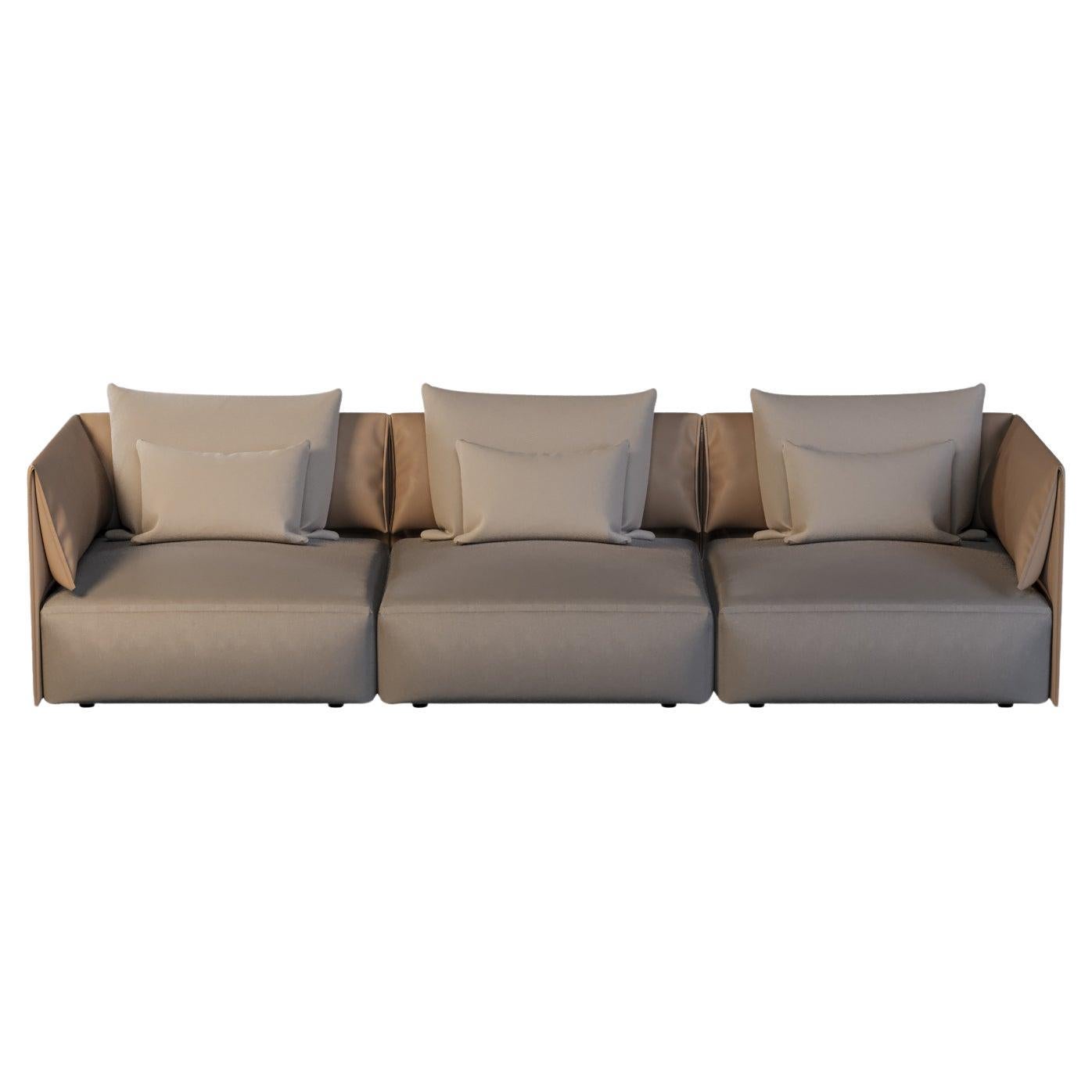 Modulares Outdoor-Sofa mit Outdoor-Leder und Acryl-Gewebe