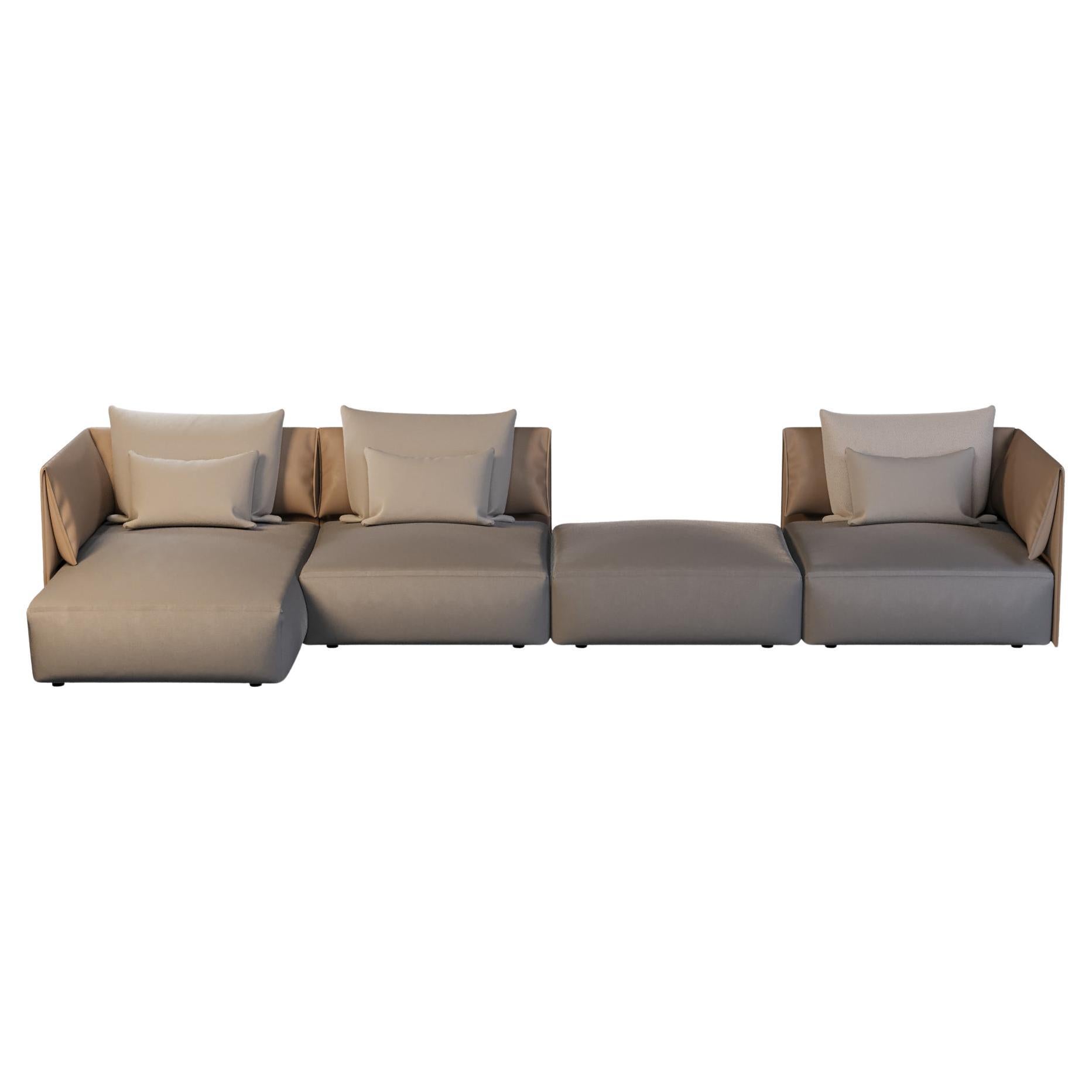 Modulares Outdoor-Sofa mit Outdoor-Leder und wasserfesten Stoffen