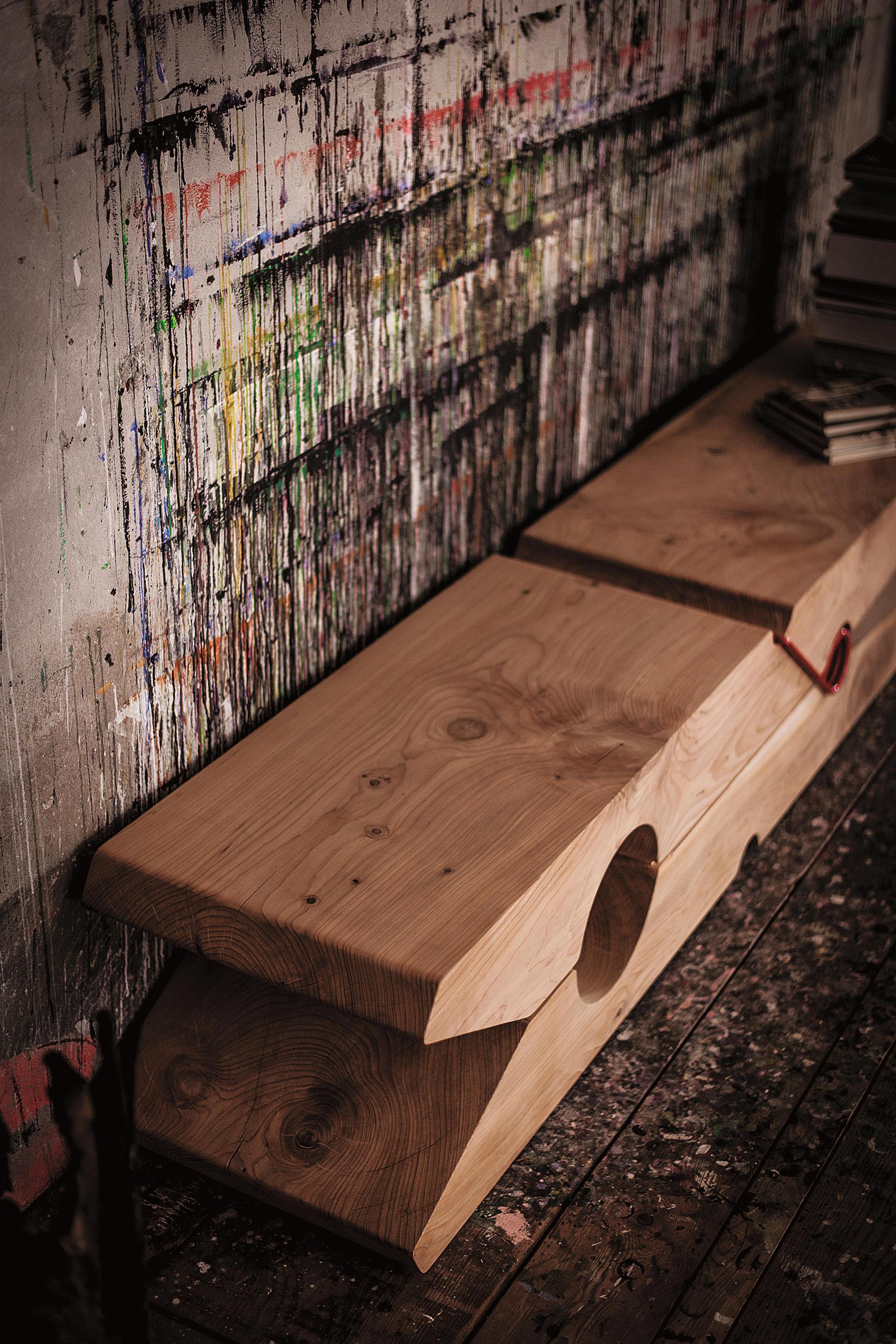 Banc d'extérieur Molletta Medium Cedar de Baldessari & Baldessari en vente 2