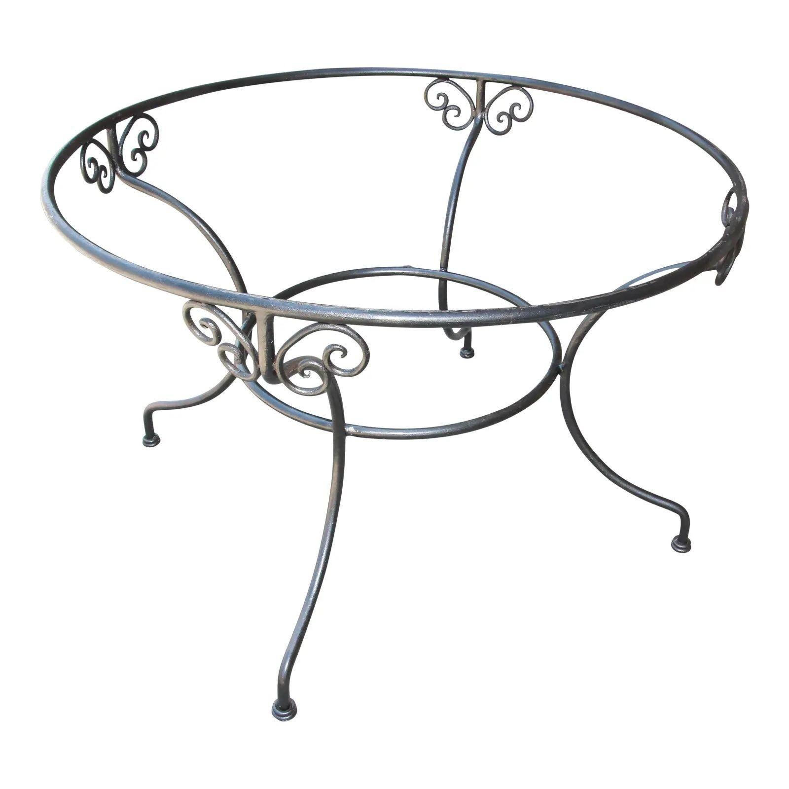 Outdoor Moroccan Round Mosaic Tile Dining Table on Iron Base 47 in. 1